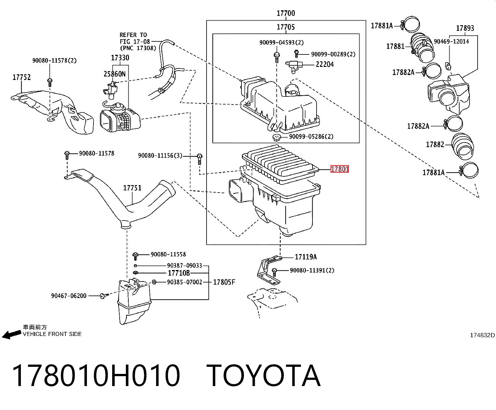 178010H010 Toyota Воздушный фильтр двигателя