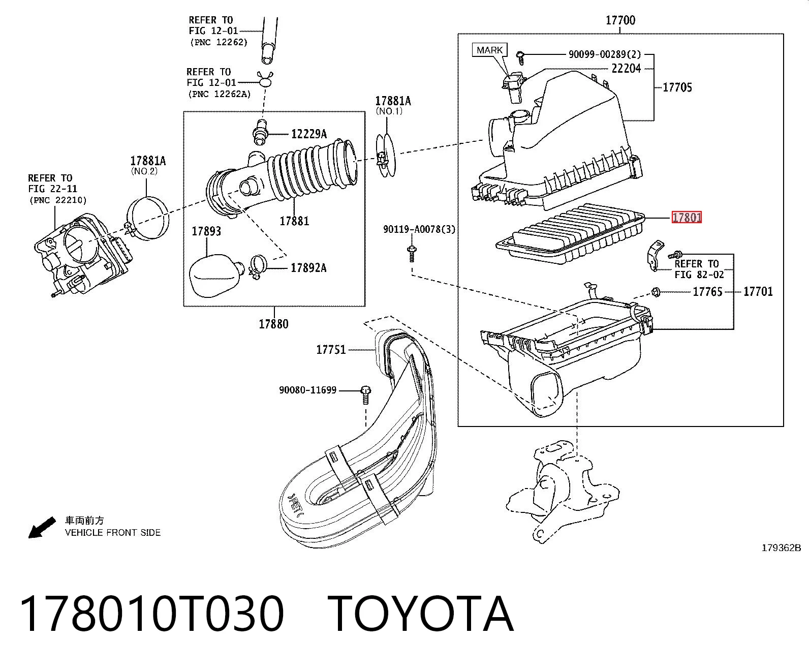178010T030 Toyota Воздушный фильтр двигателя