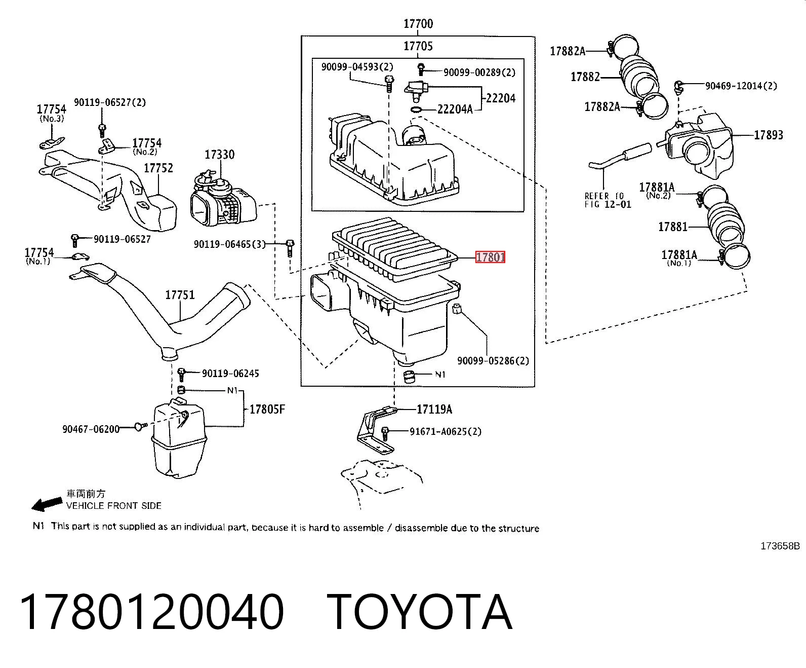 1780120040 Toyota Воздушный фильтр двигателя