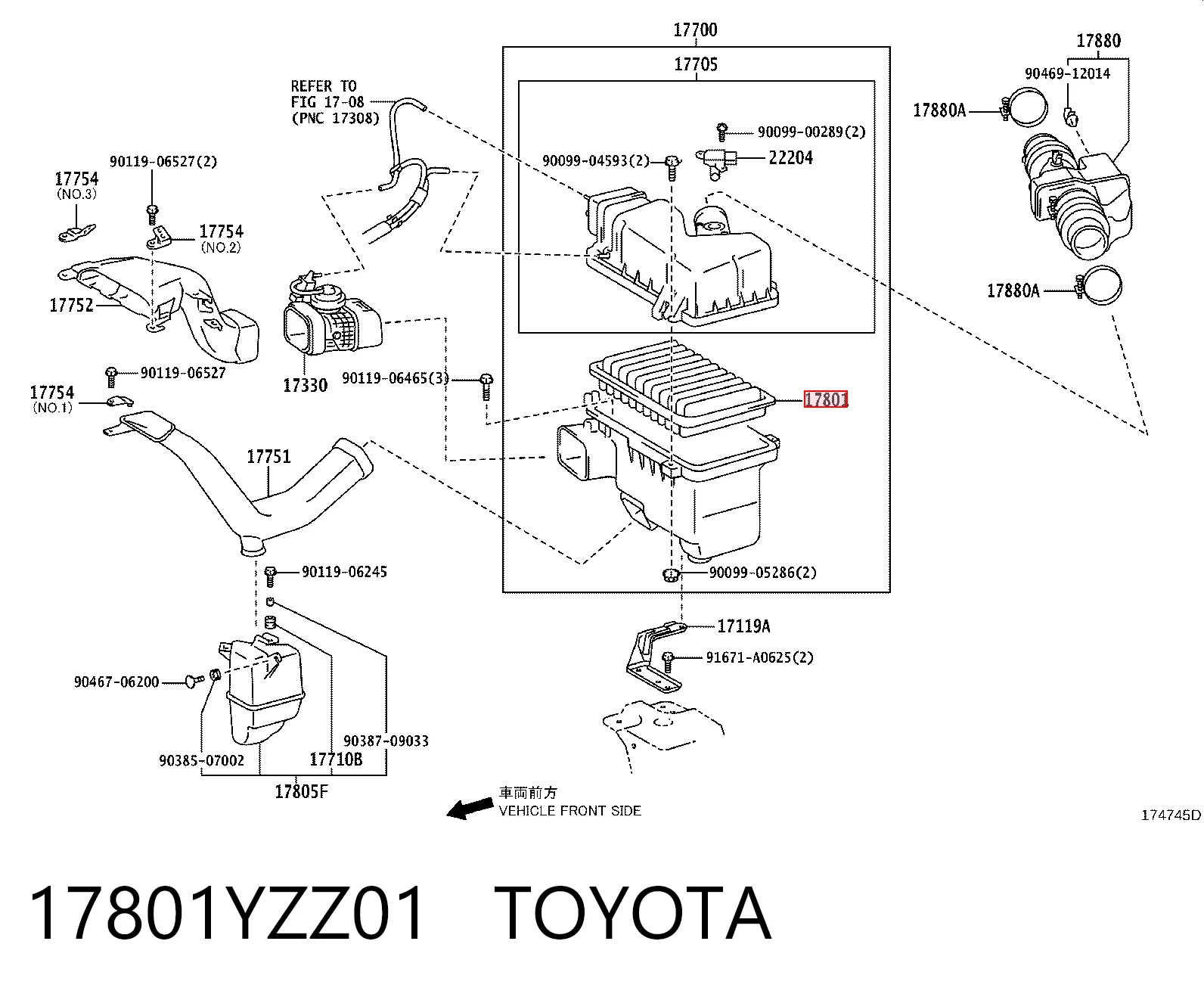 17801YZZ01 Toyota Воздушный фильтр двигателя