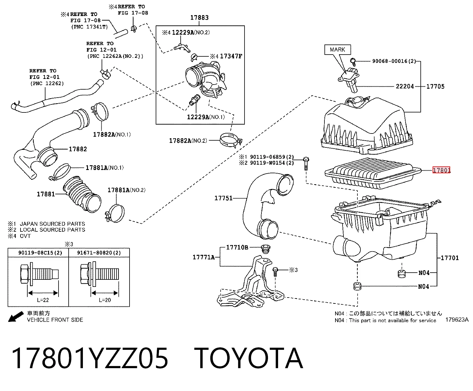 17801YZZ05 Toyota Воздушный фильтр двигателя