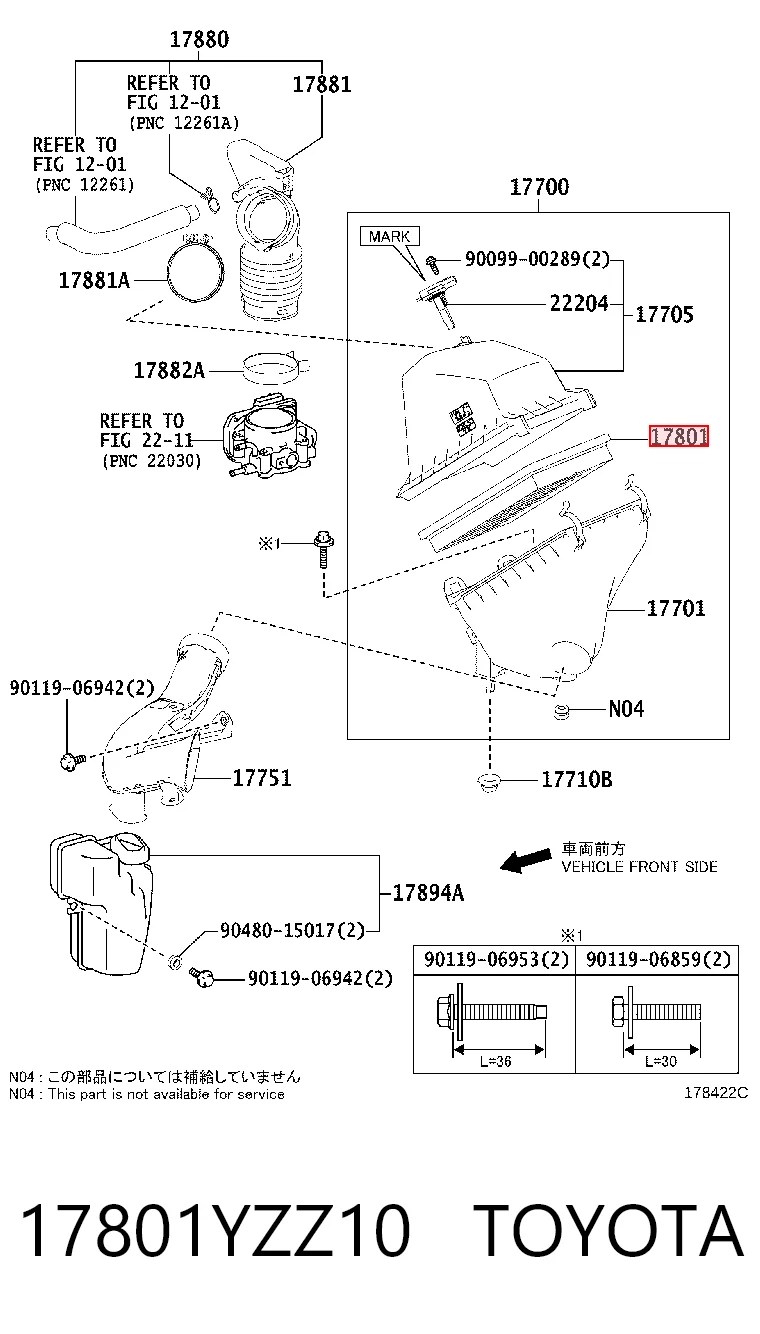 17801YZZ10 Toyota Воздушный фильтр двигателя