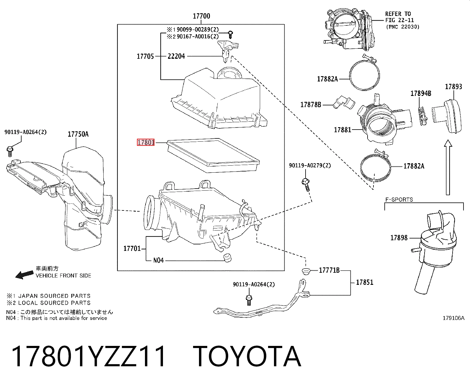 17801YZZ11 Toyota Воздушный фильтр двигателя