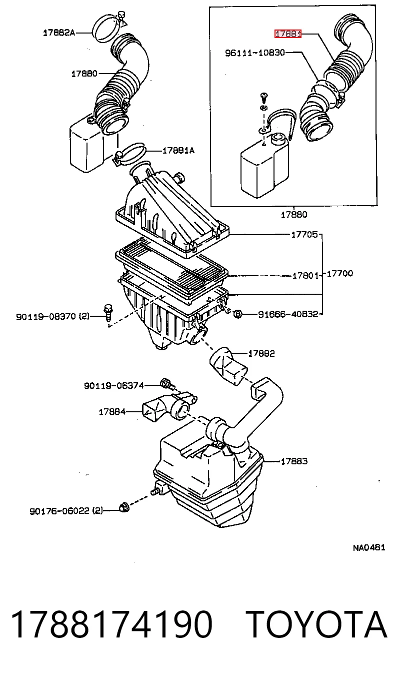 Патрубок воздушный Toyota Carina 2 T17