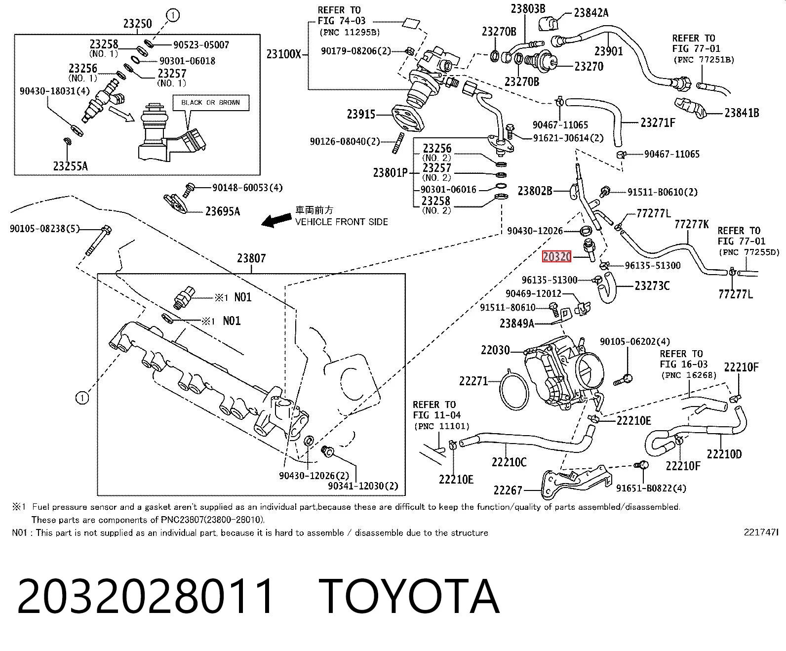 Обратный клапан возврата топлива Toyota Avensis 2 T25