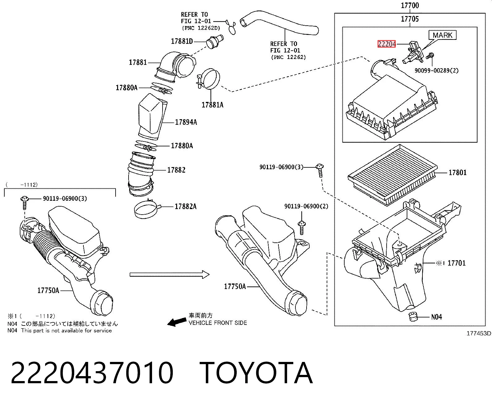2220437010 Toyota Датчик расхода воздуха