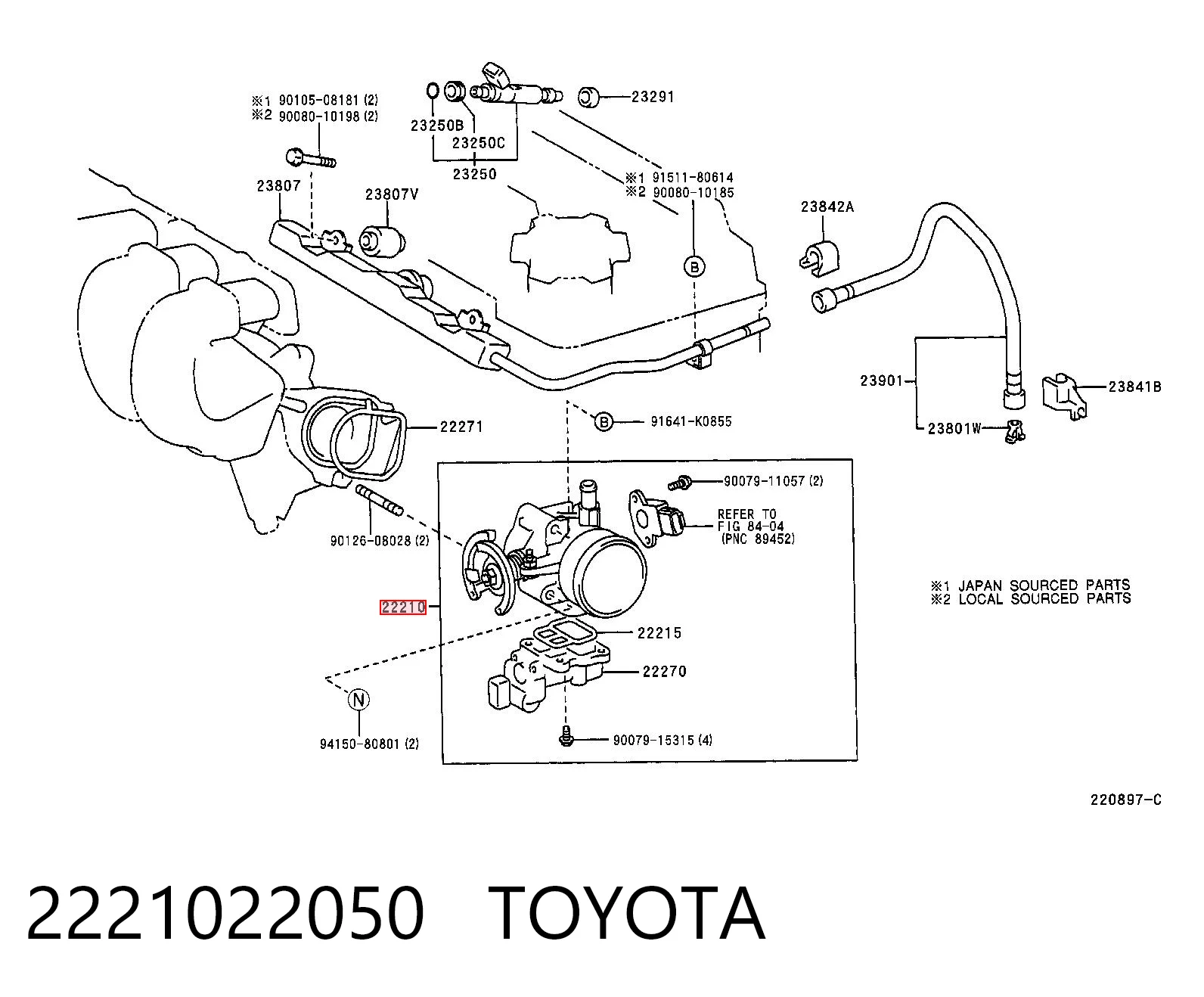 2221022050 Toyota Дроссельная заслонка