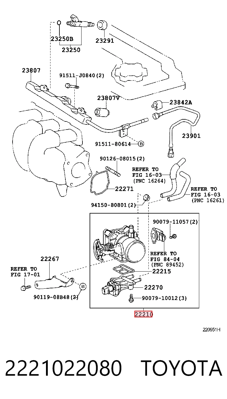 2221022080 Toyota Дроссельная заслонка
