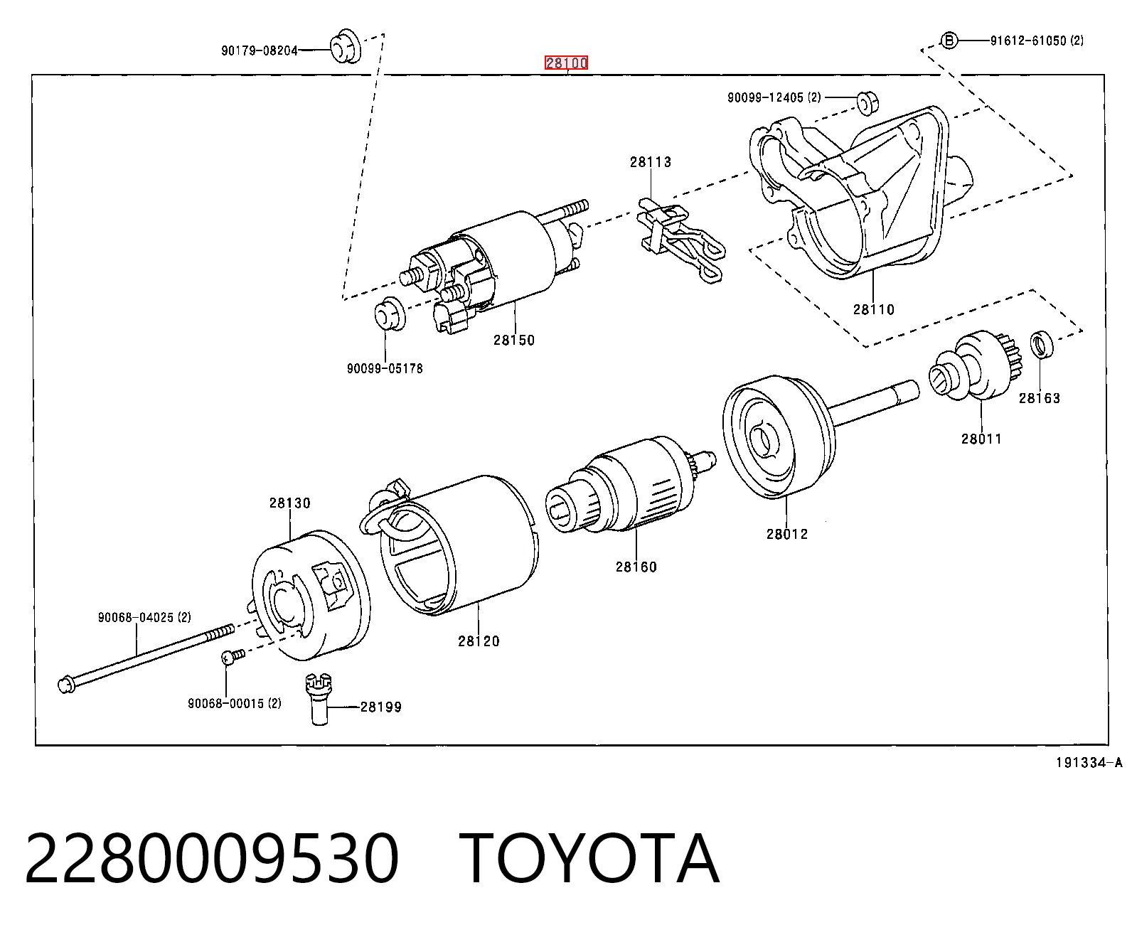 2280009530 Toyota Стартер автомобиля
