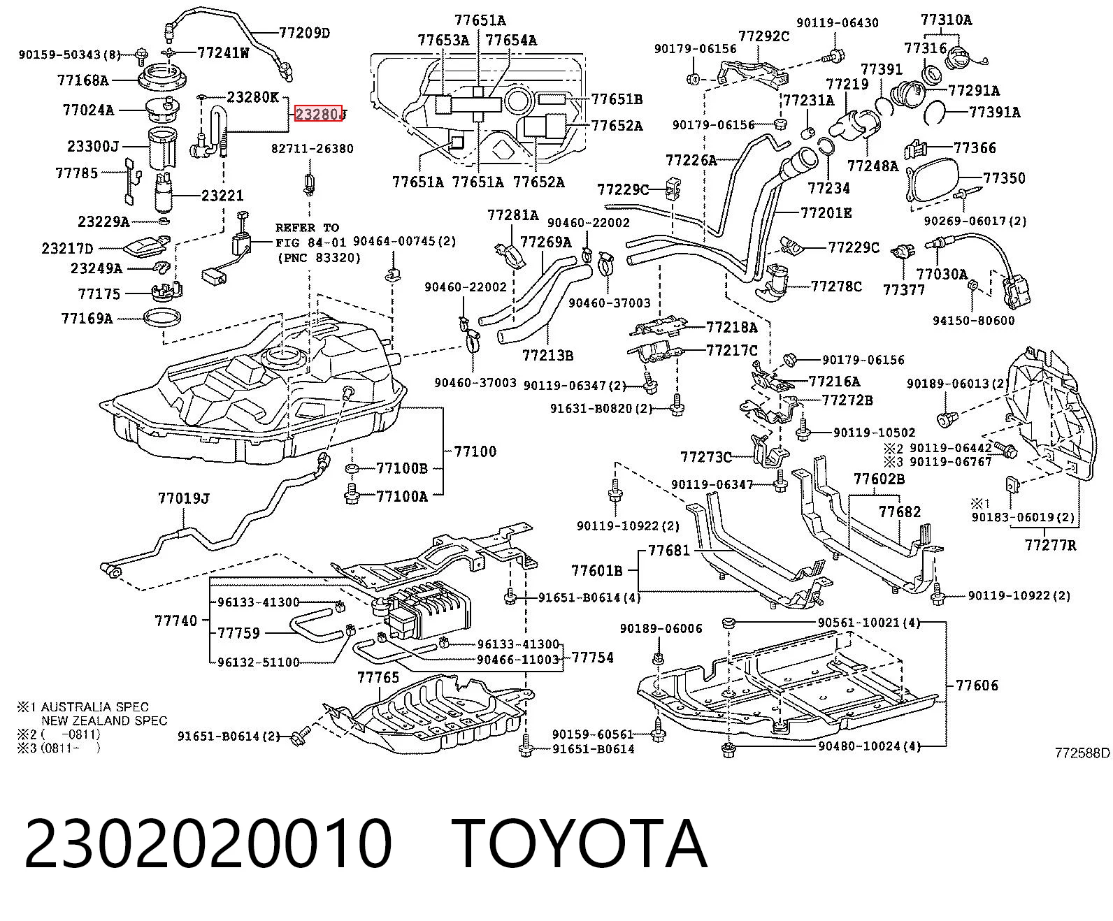 2302020010 Toyota Регулятор давления в топливной рейке