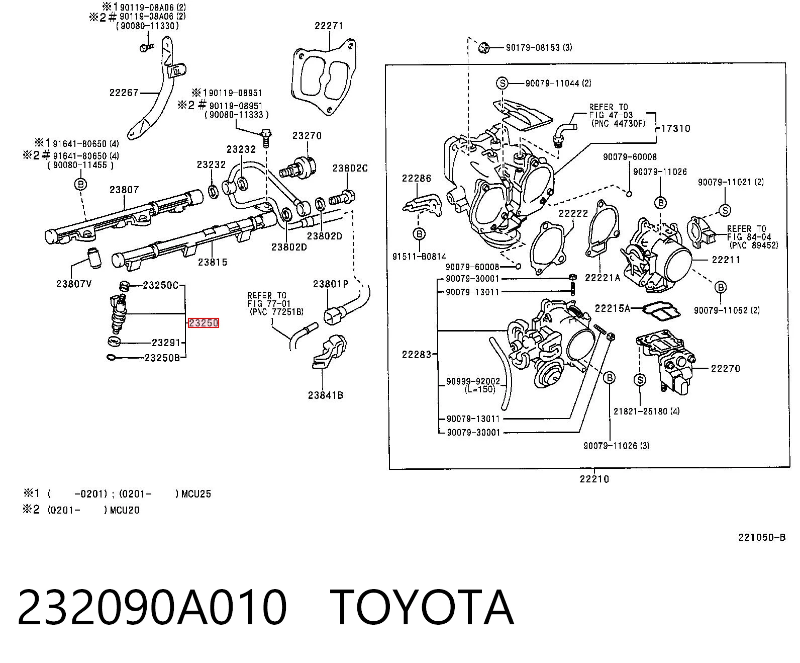 Топливные форсунки на Lexus RX 300 MCU1