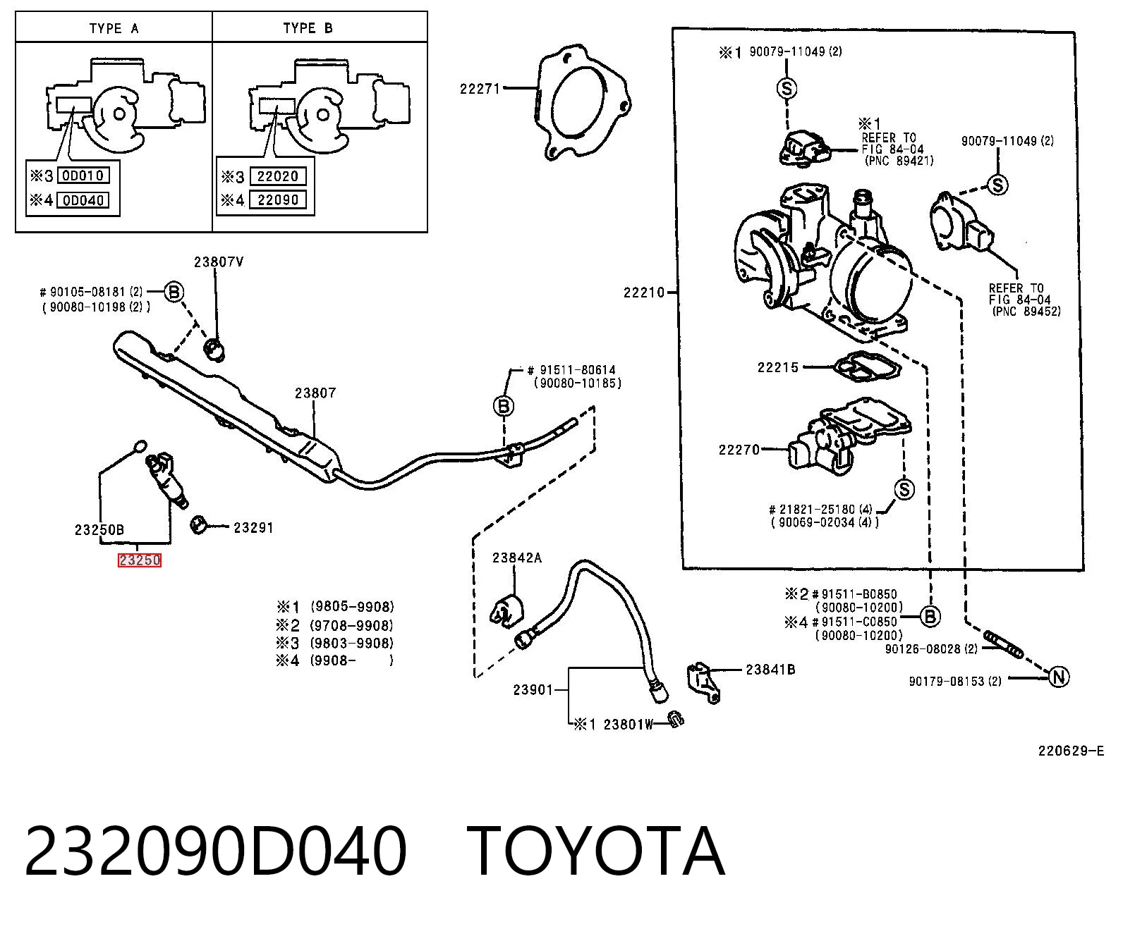 Топливные форсунки на Toyota Corolla VERSO E12J