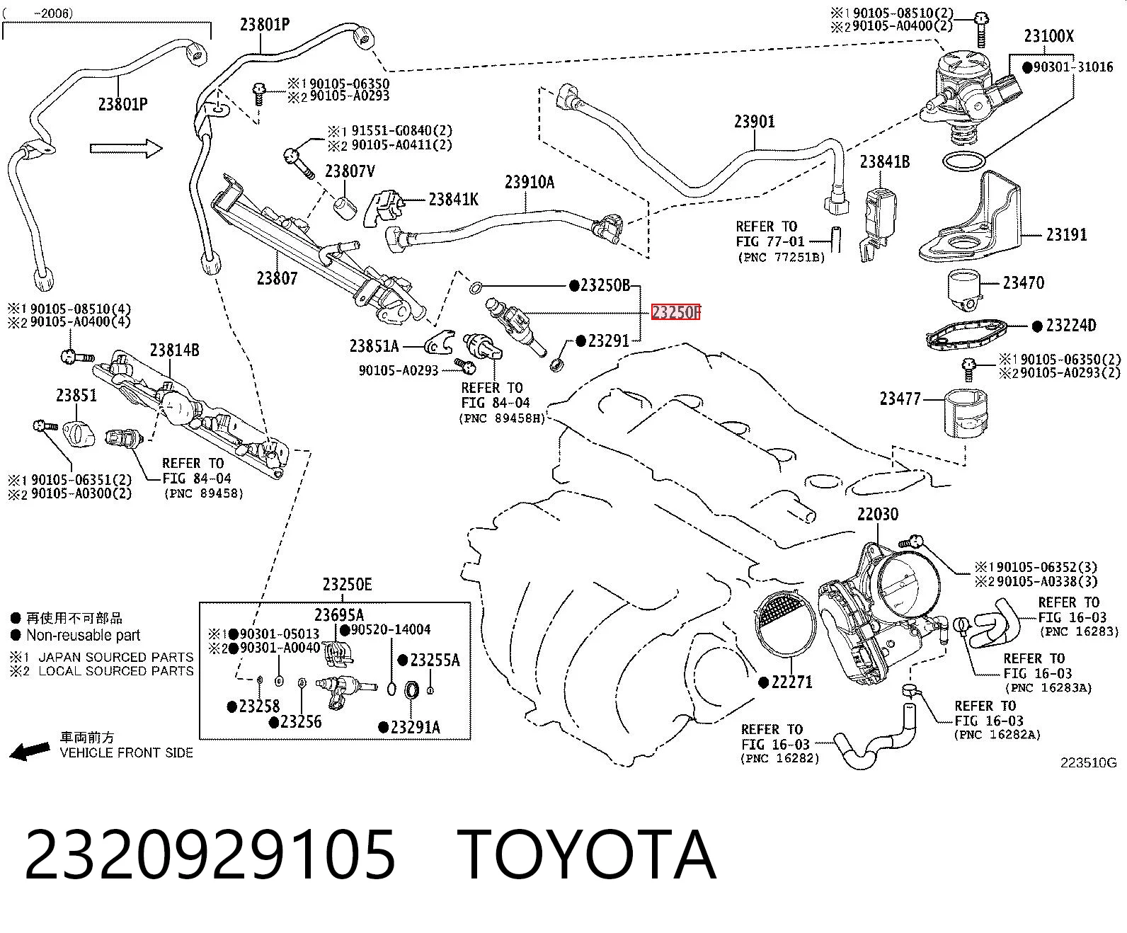 2320929105 Toyota Топливные форсунки
