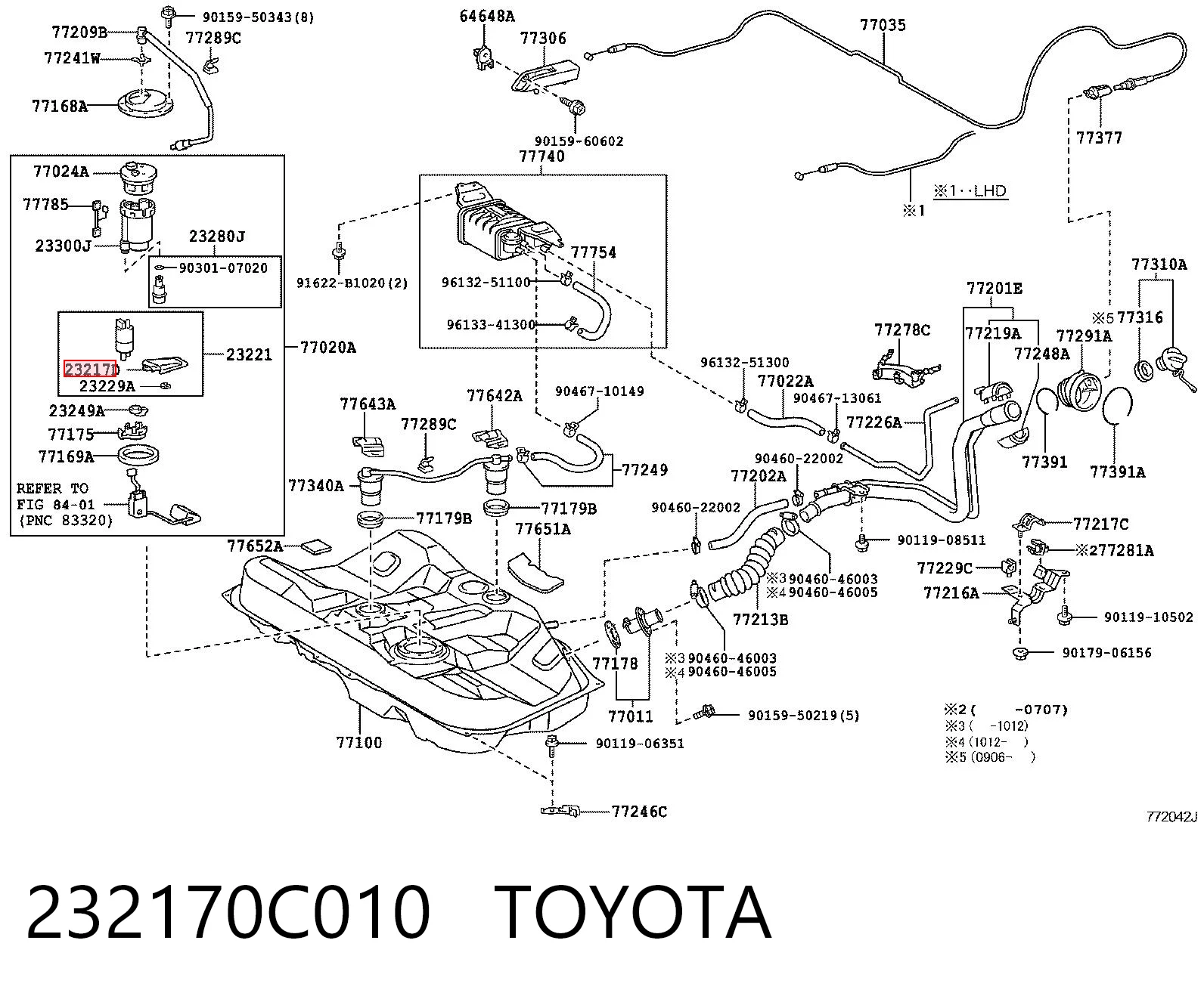 232170C010 Toyota Фильтр топлива
