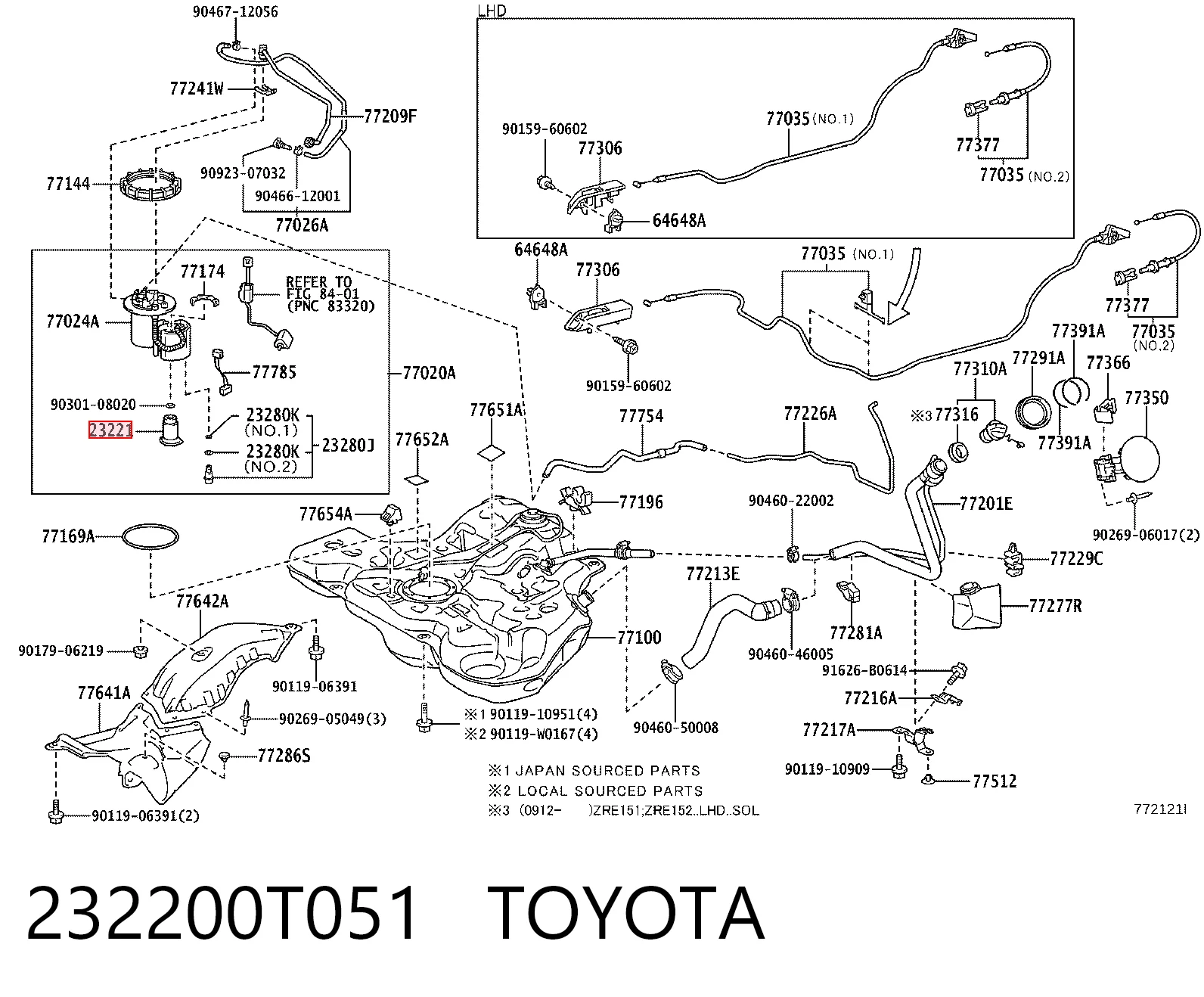 Насос топливный Toyota 232200T051 цена, от 30.81 USD