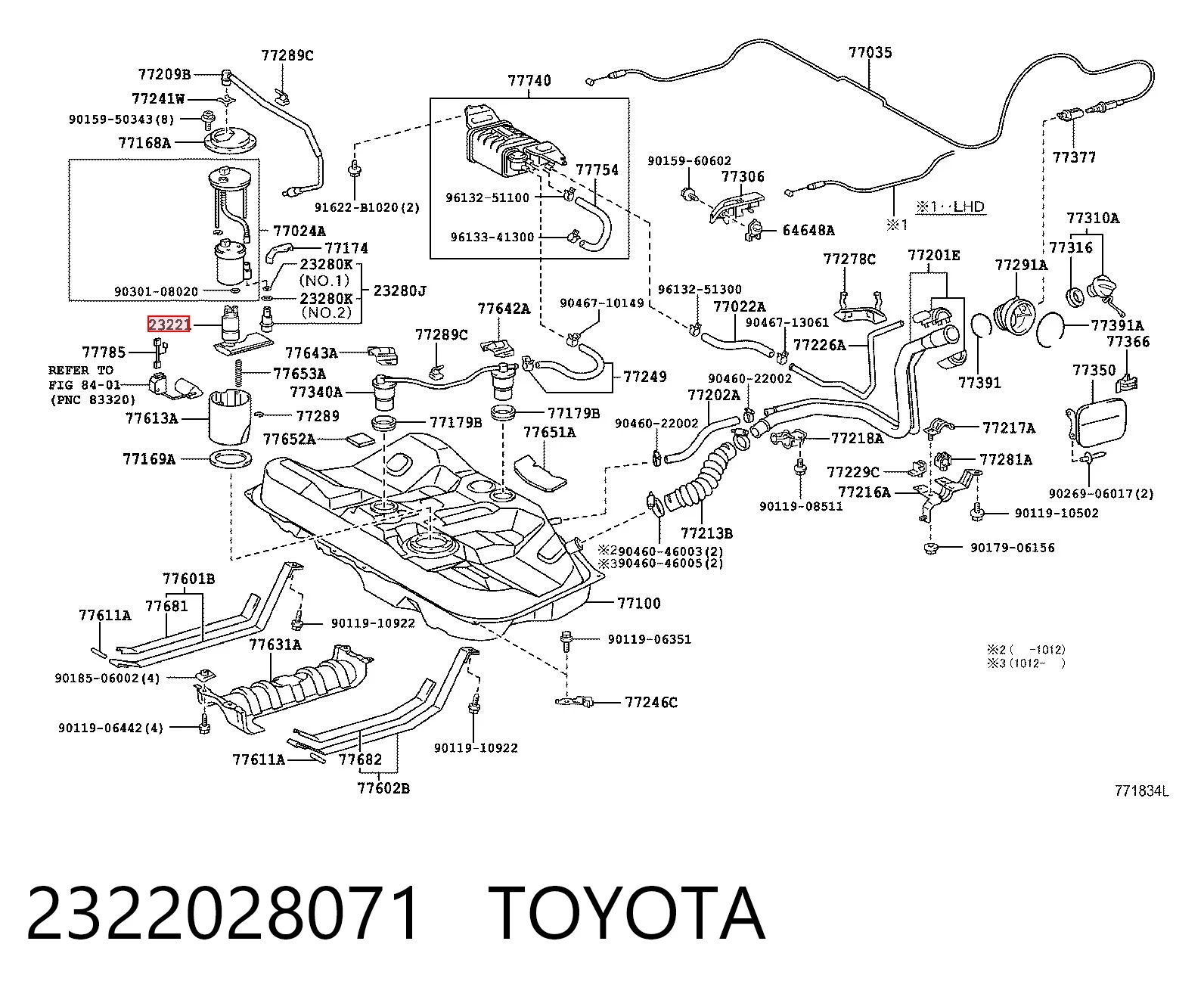 2322028071 Toyota Элемент турбинка топливного насоса