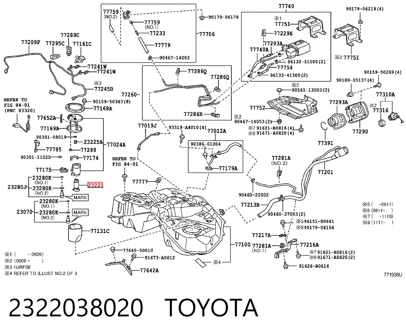 2322038020 Toyota Элемент турбинка топливного насоса
