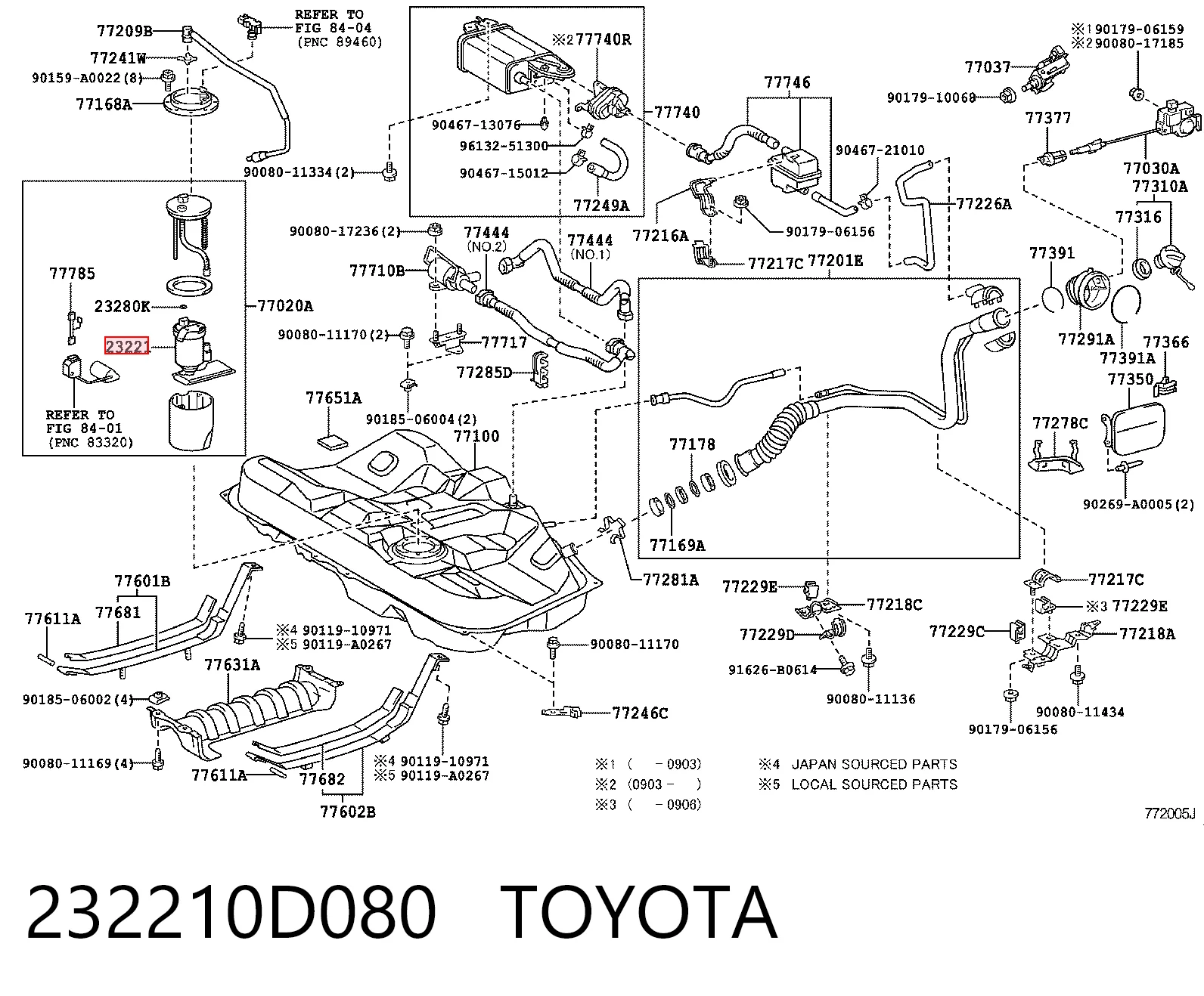 232210D080 Toyota Элемент турбинка топливного насоса