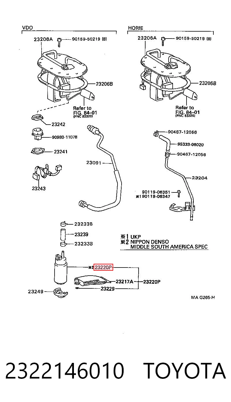 2322146010 Toyota Элемент турбинка топливного насоса