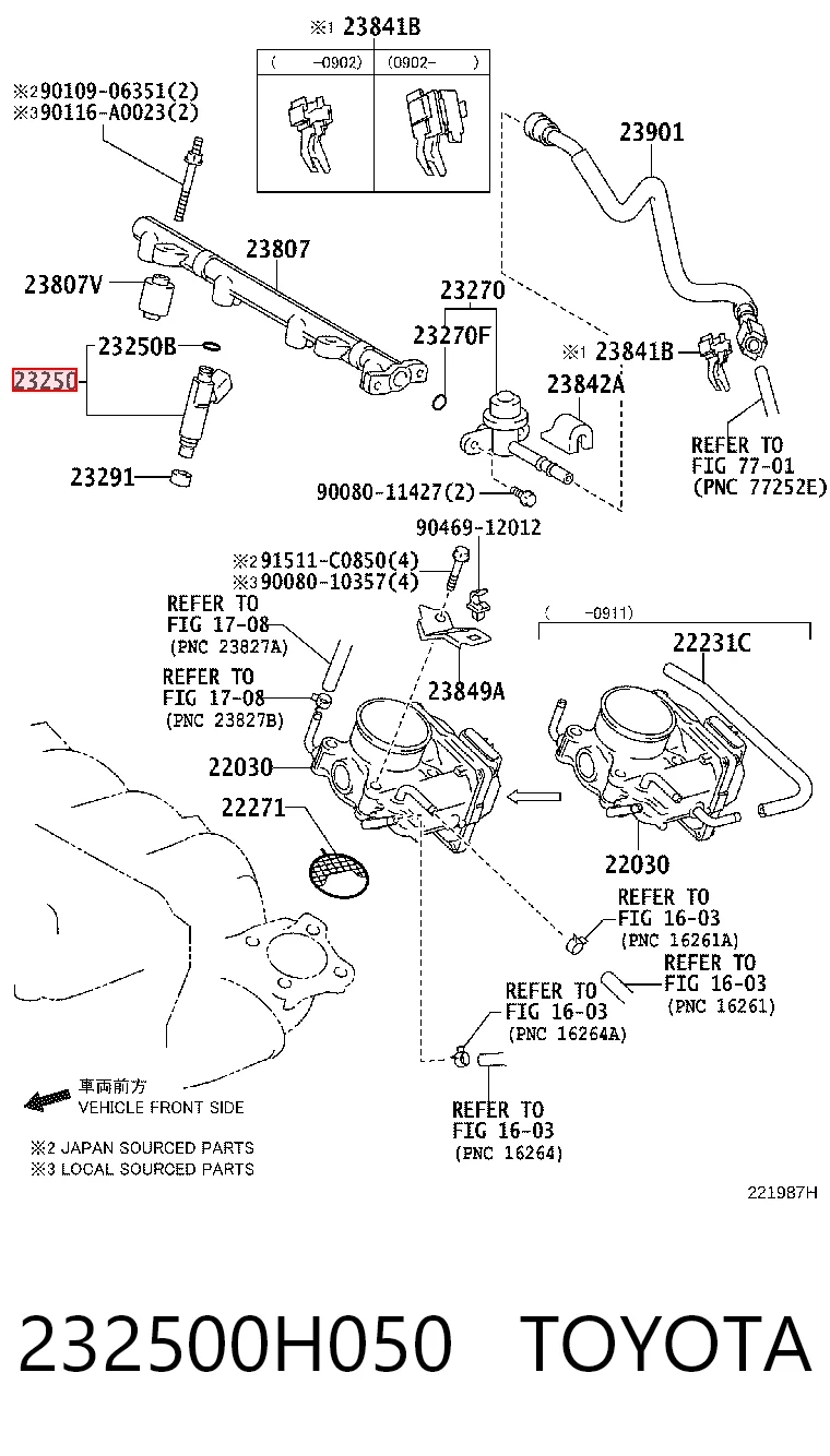 232500H050 Toyota Топливные форсунки