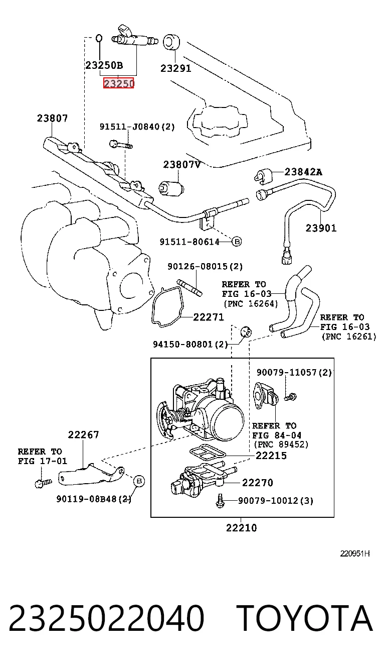 2325022040 Toyota Топливные форсунки