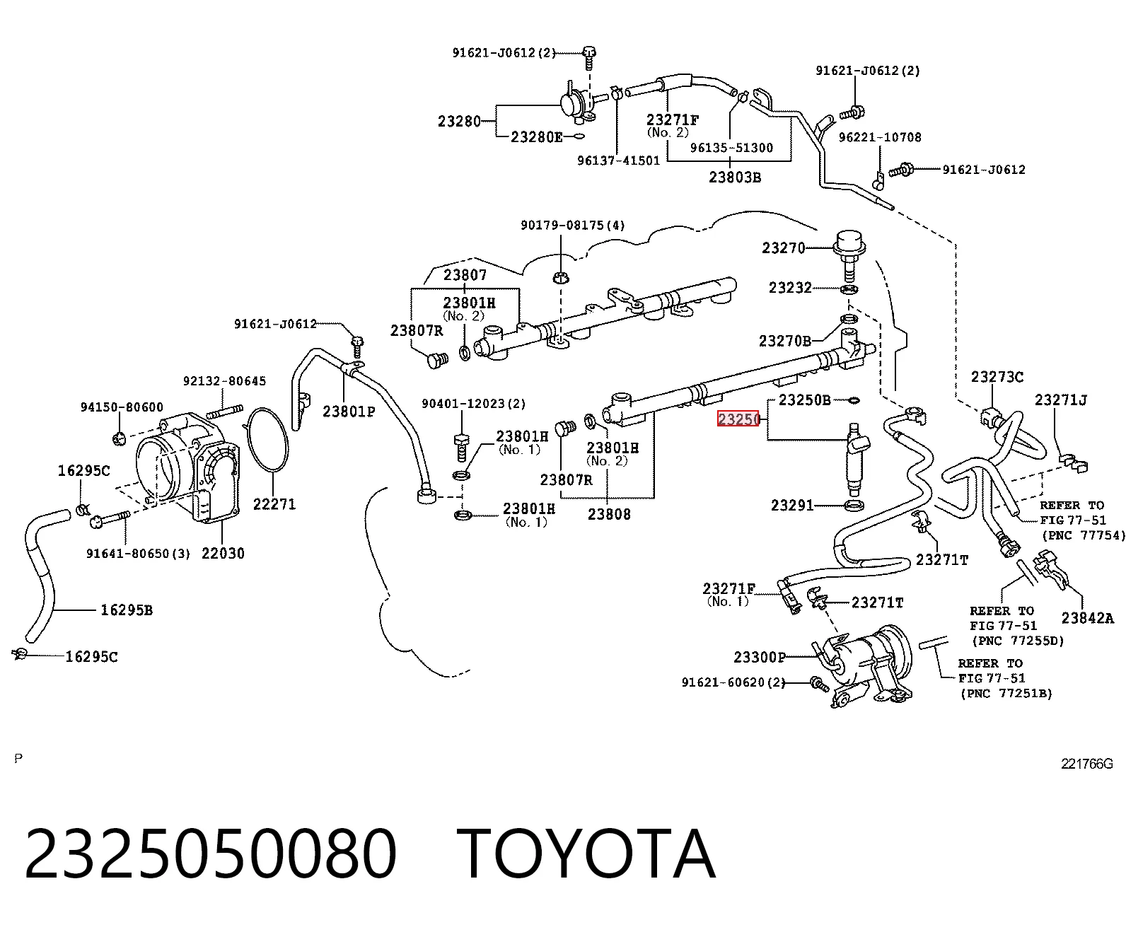 2325050080 Toyota Топливные форсунки