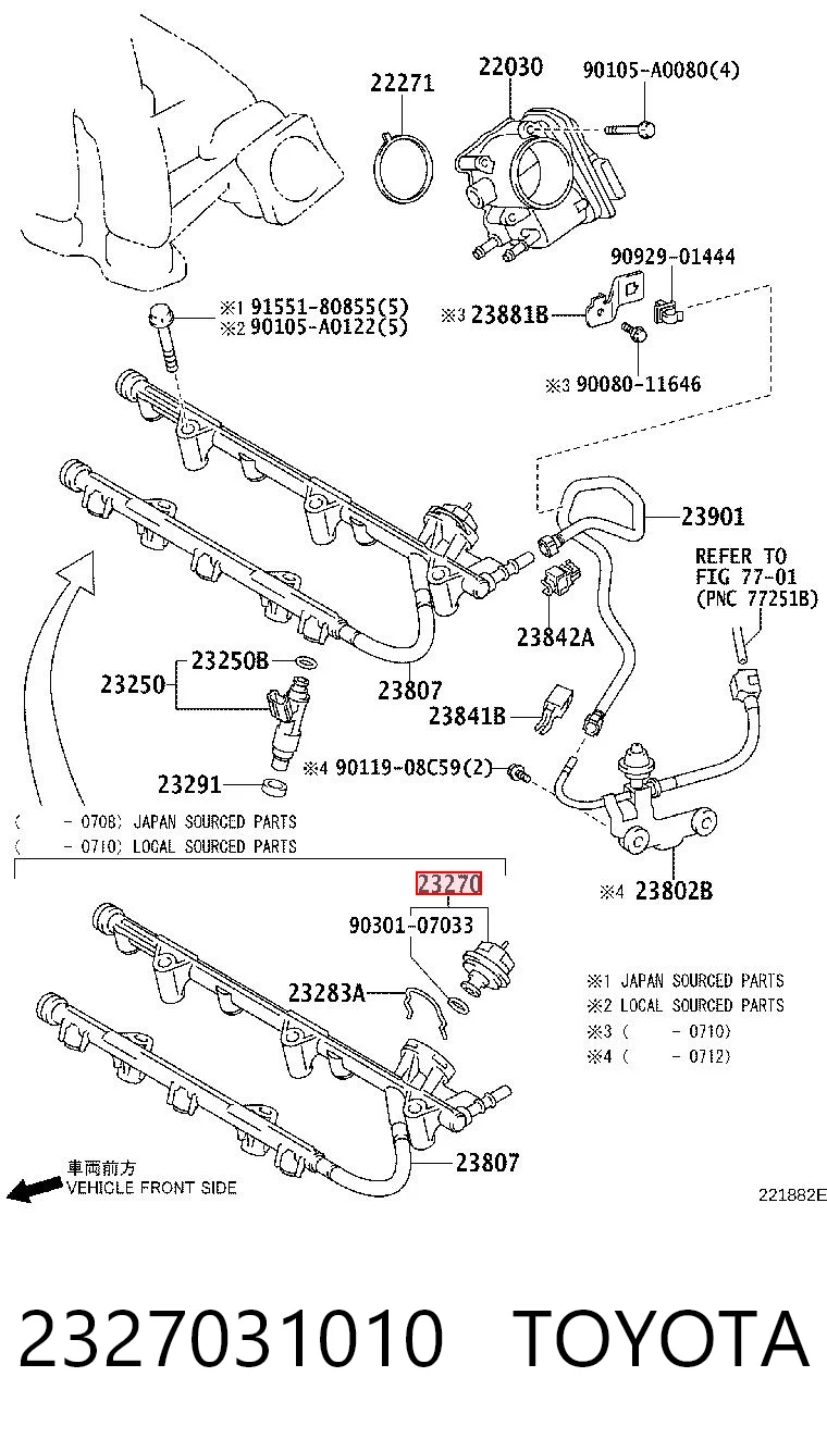 2327031010 Toyota Регулятор давления в топливной рейке