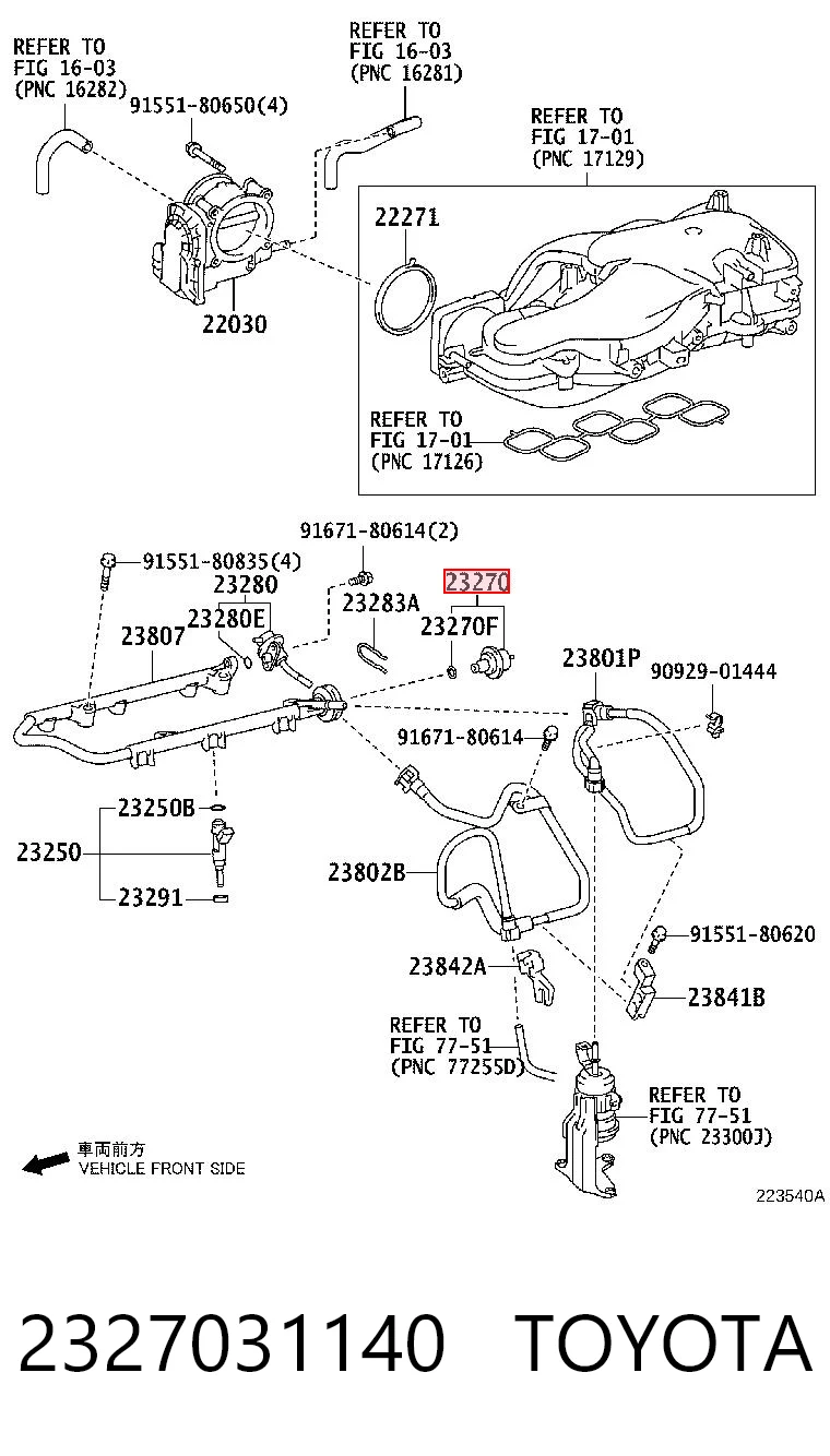 2327031140 Toyota Регулятор давления в топливной рейке
