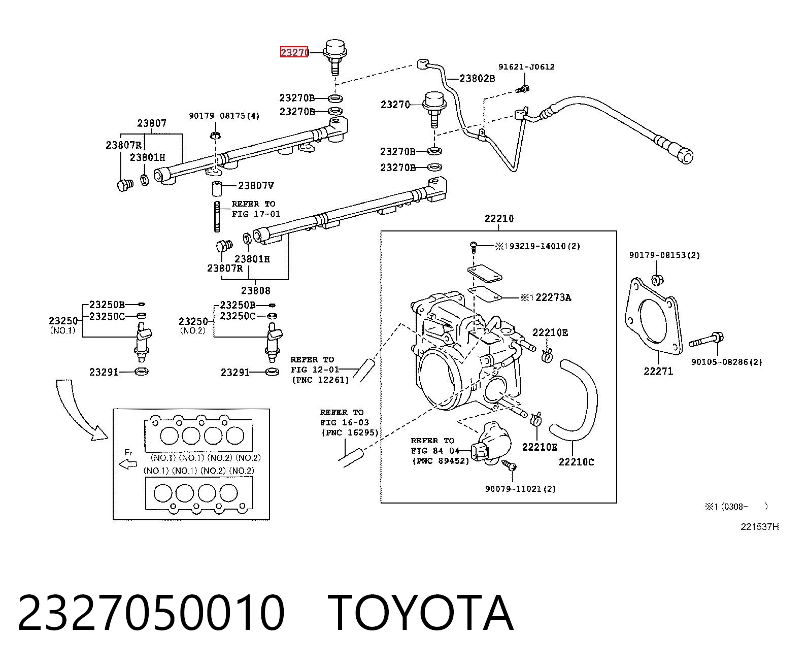 2327050010 Toyota Регулятор давления в топливной рейке