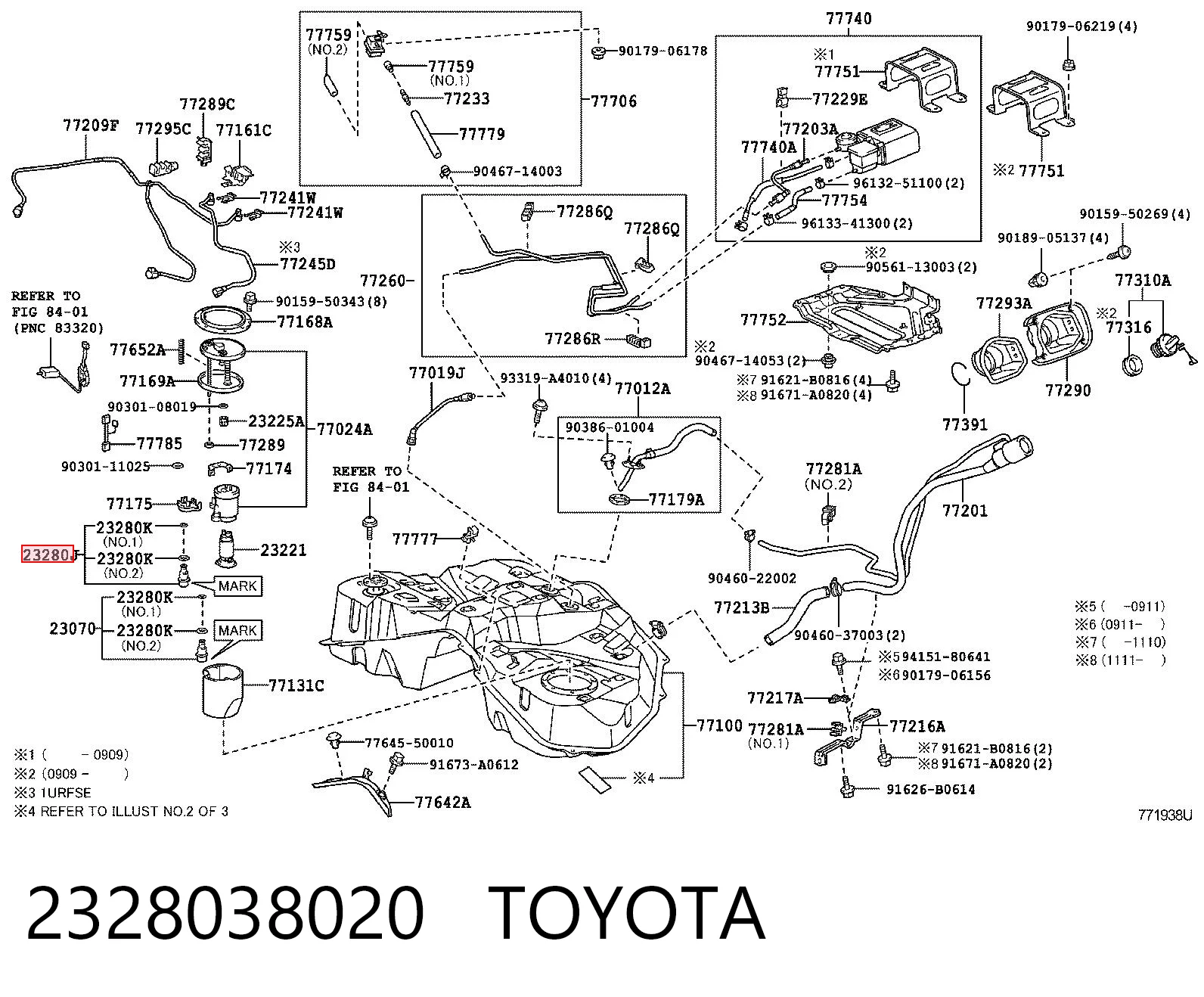 2328038020 Toyota Регулятор давления в топливной рейке