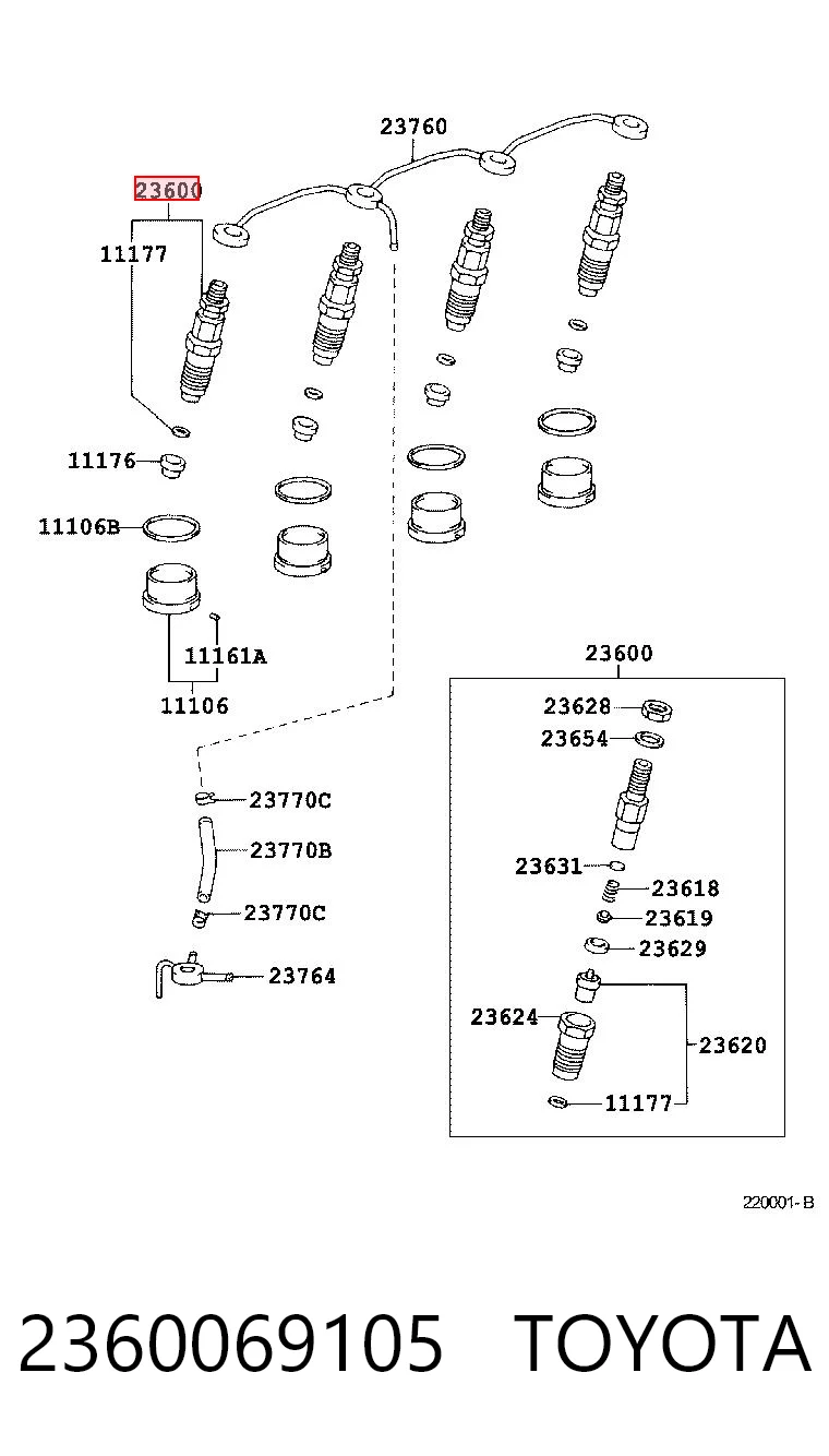 2360069105 Toyota Топливные форсунки