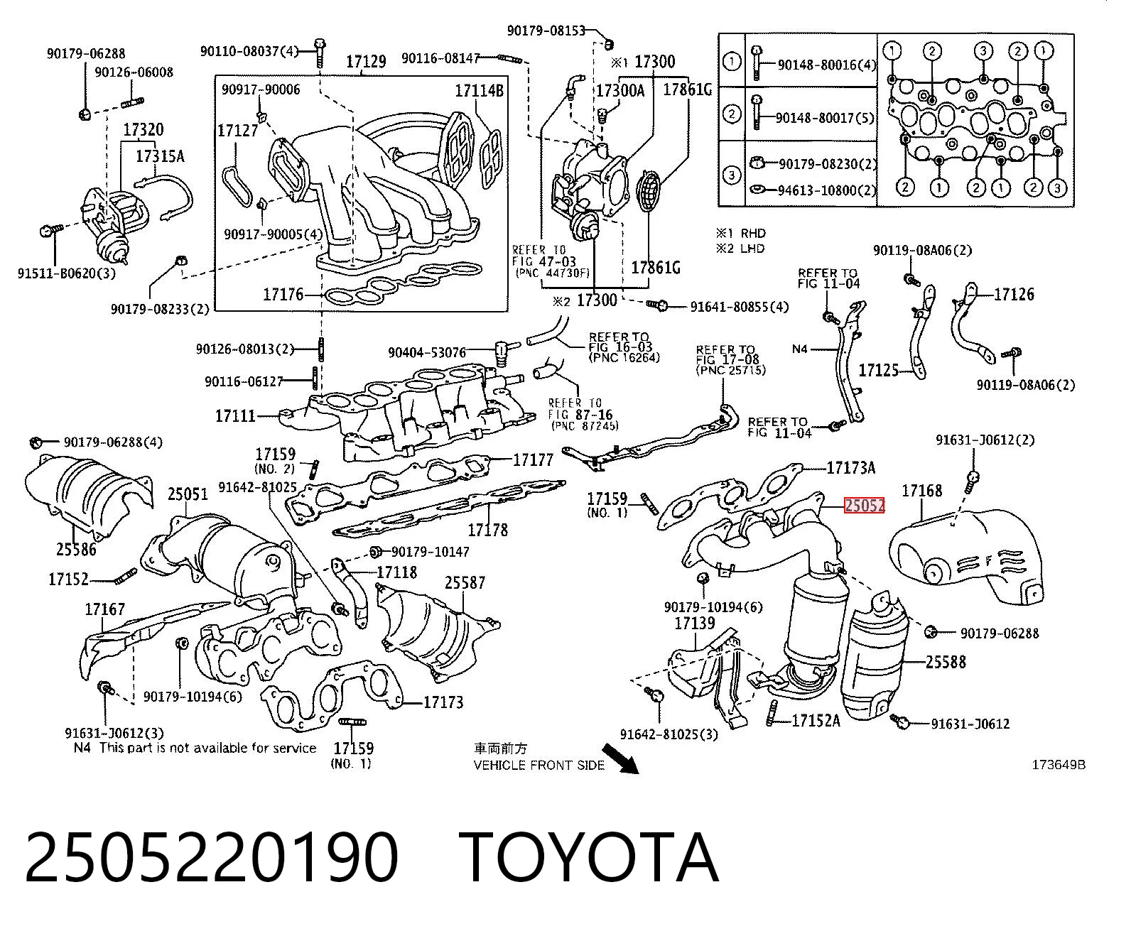 2505220190 Toyota Конвертор-катализатор, левый