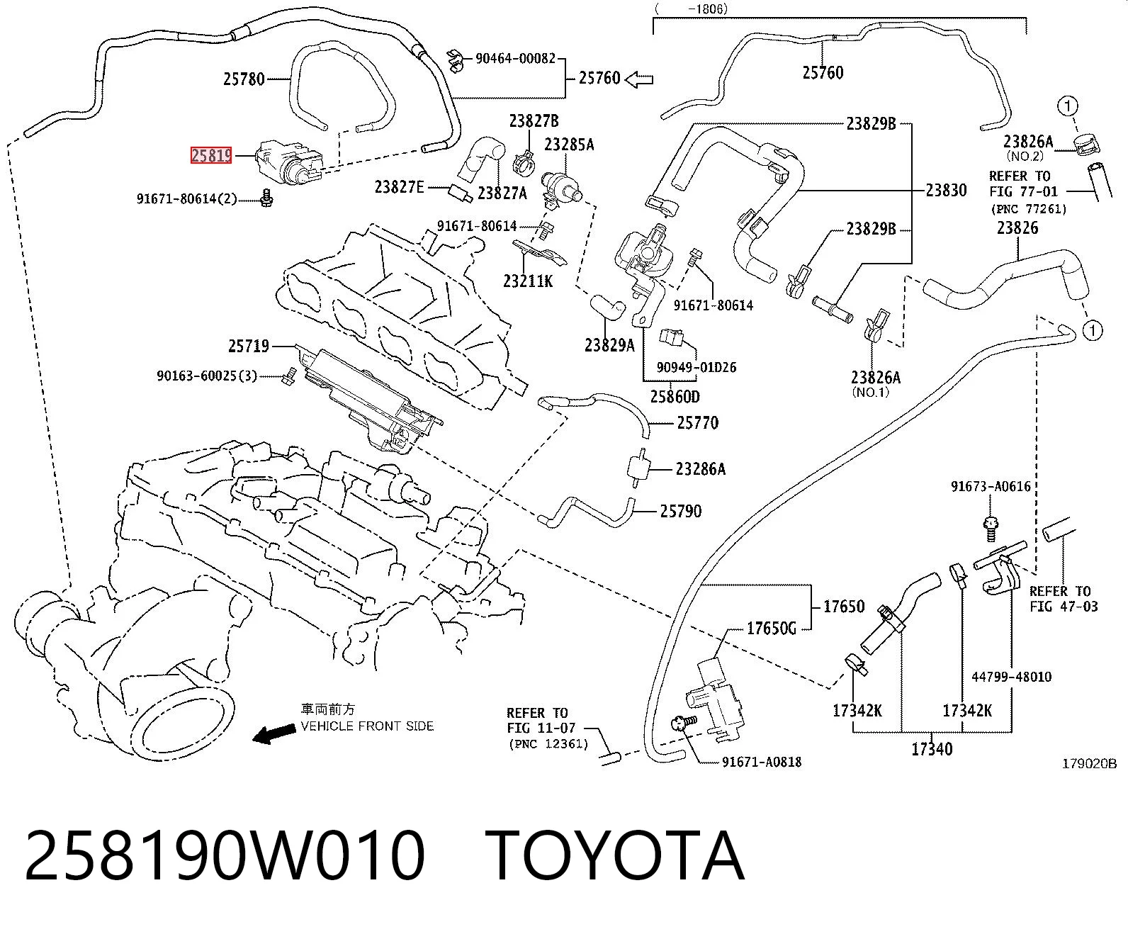 258190W010 Toyota Соленоид давления наддува
