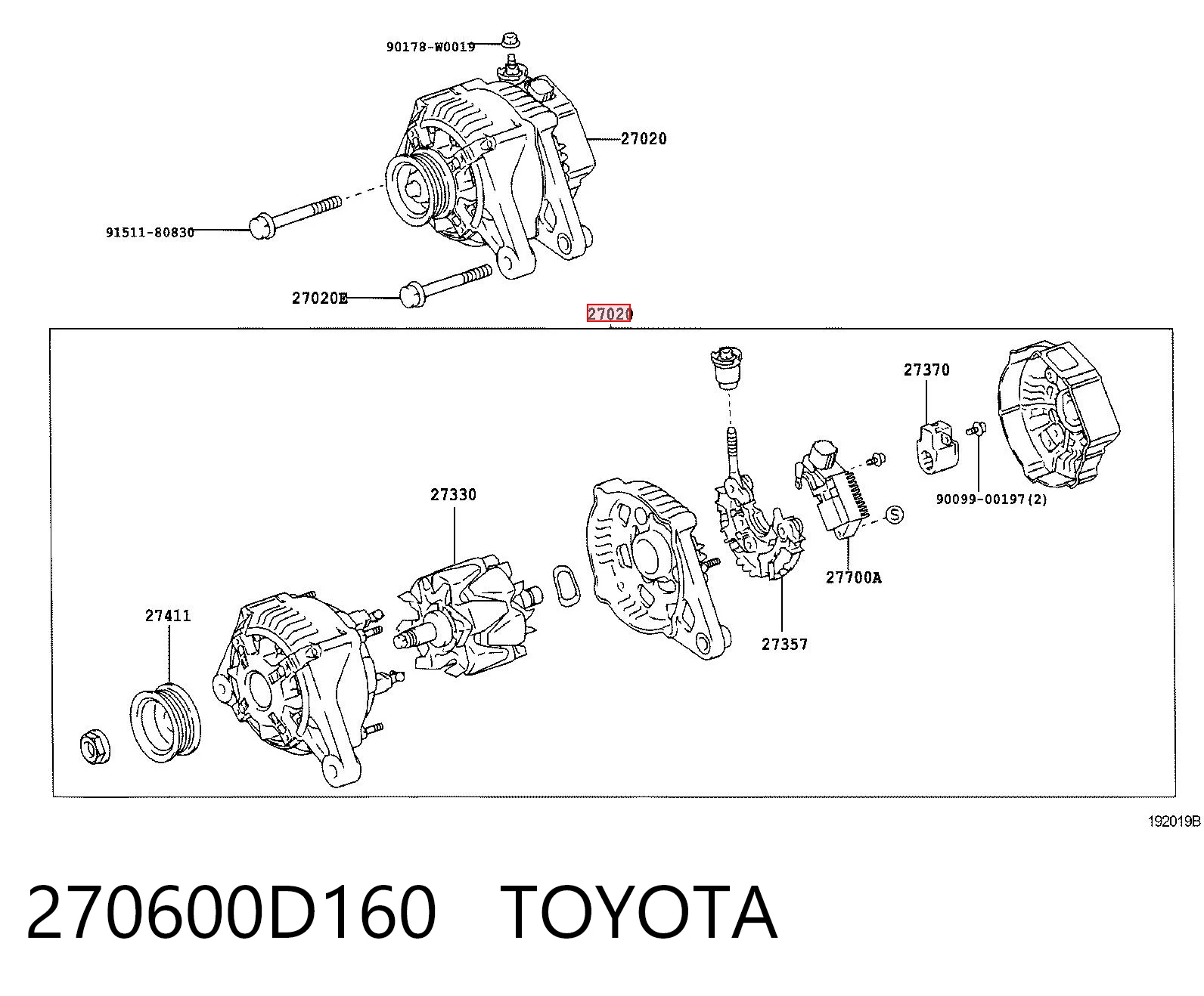 270600D160 Toyota Генератор автомобильный