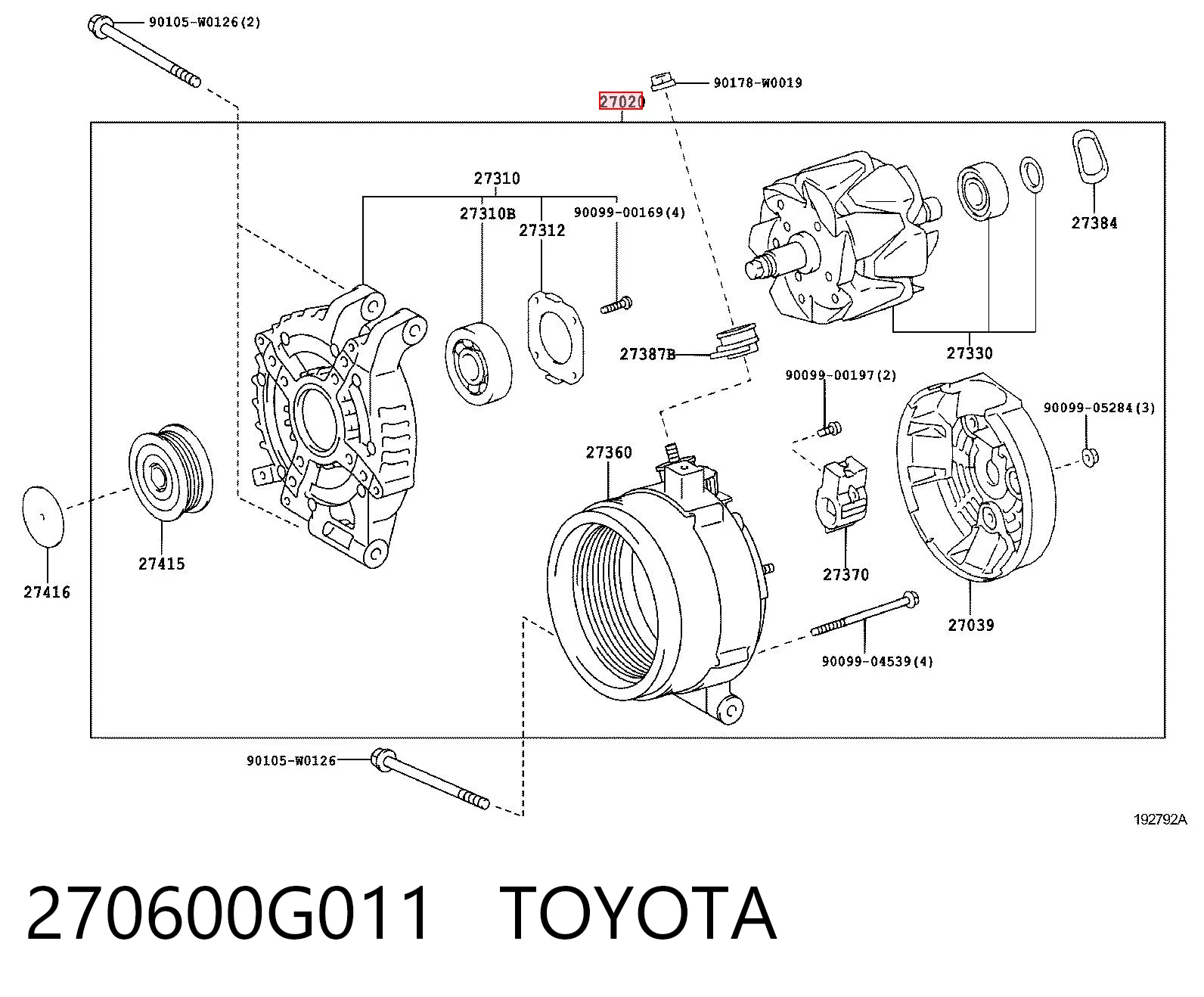 270600G011 Toyota Генератор автомобильный