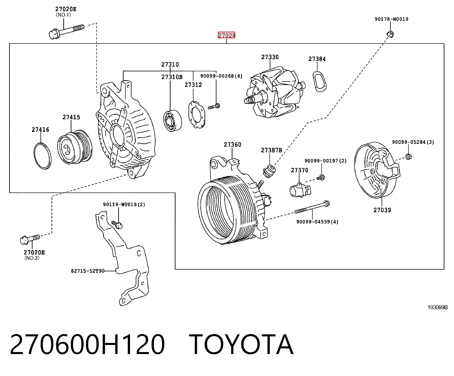 270600H120 Toyota Генератор автомобильный