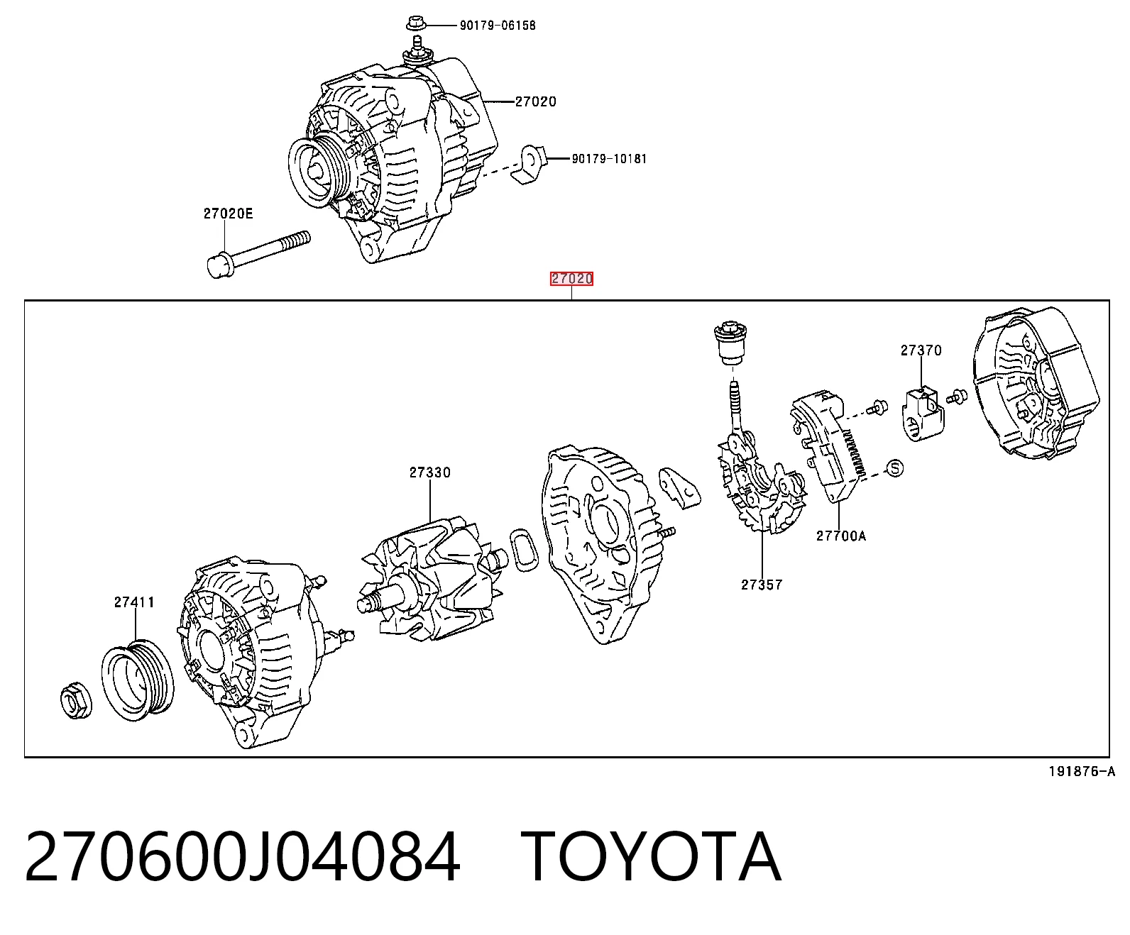 270600J04084 Toyota Генератор автомобильный