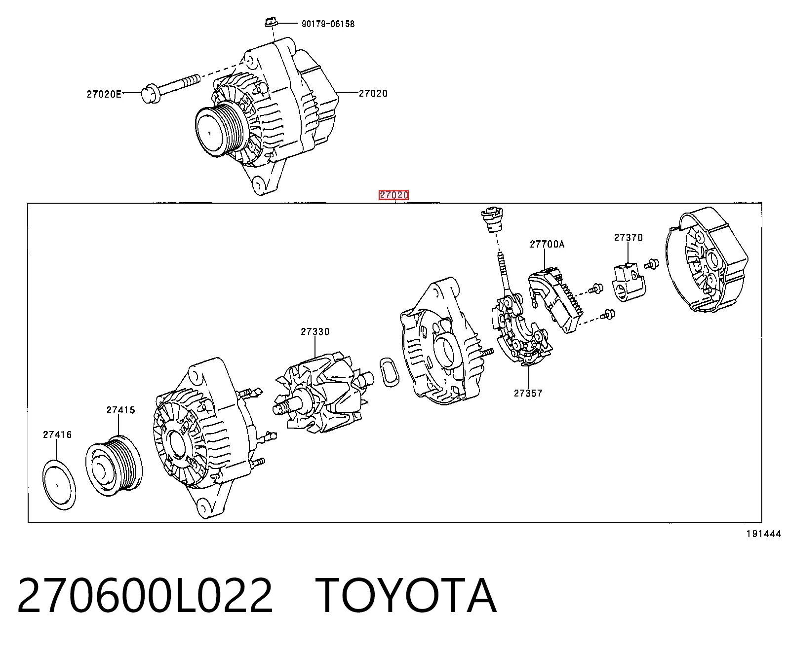 270600L022 Toyota Генератор автомобильный