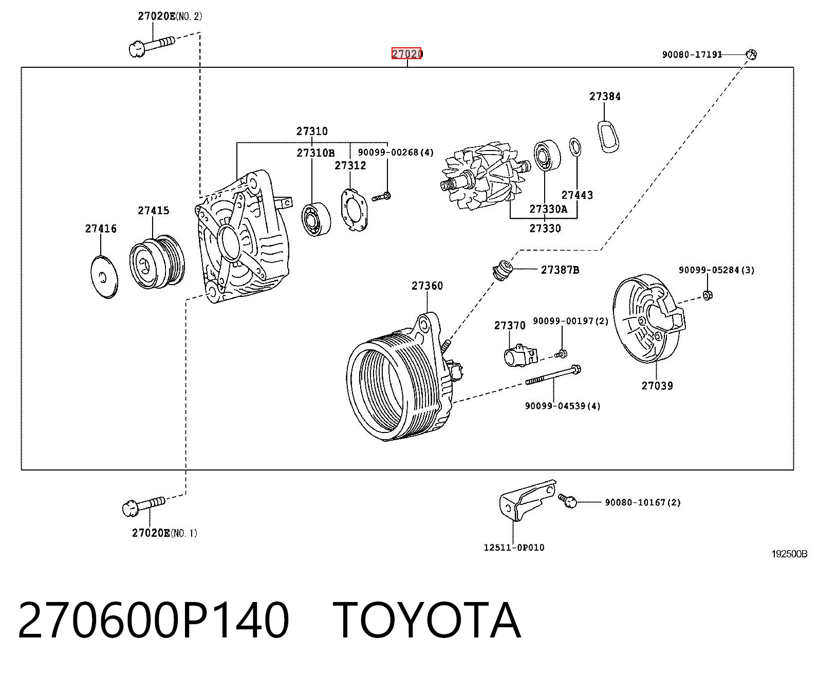 270600P140 Toyota Генератор автомобильный