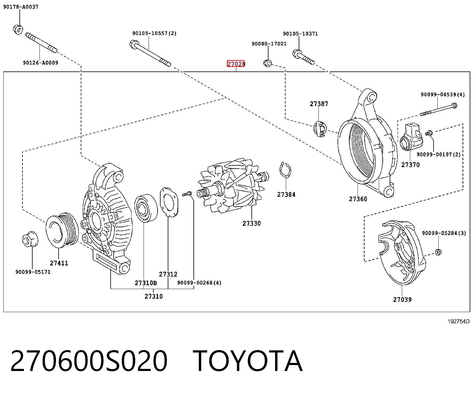 270600S020 Toyota Генератор автомобильный