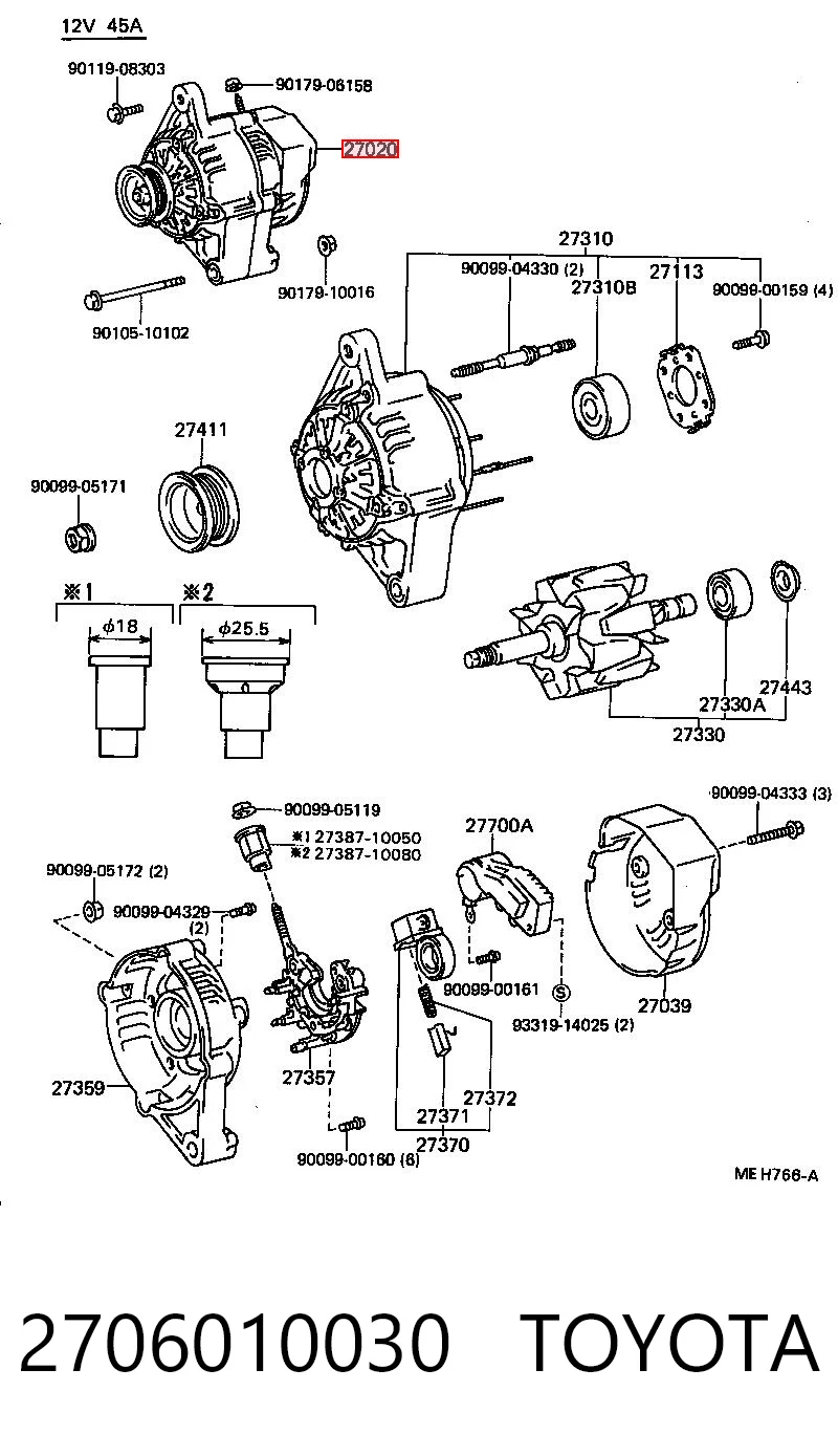 2706010030 Toyota Генератор автомобильный