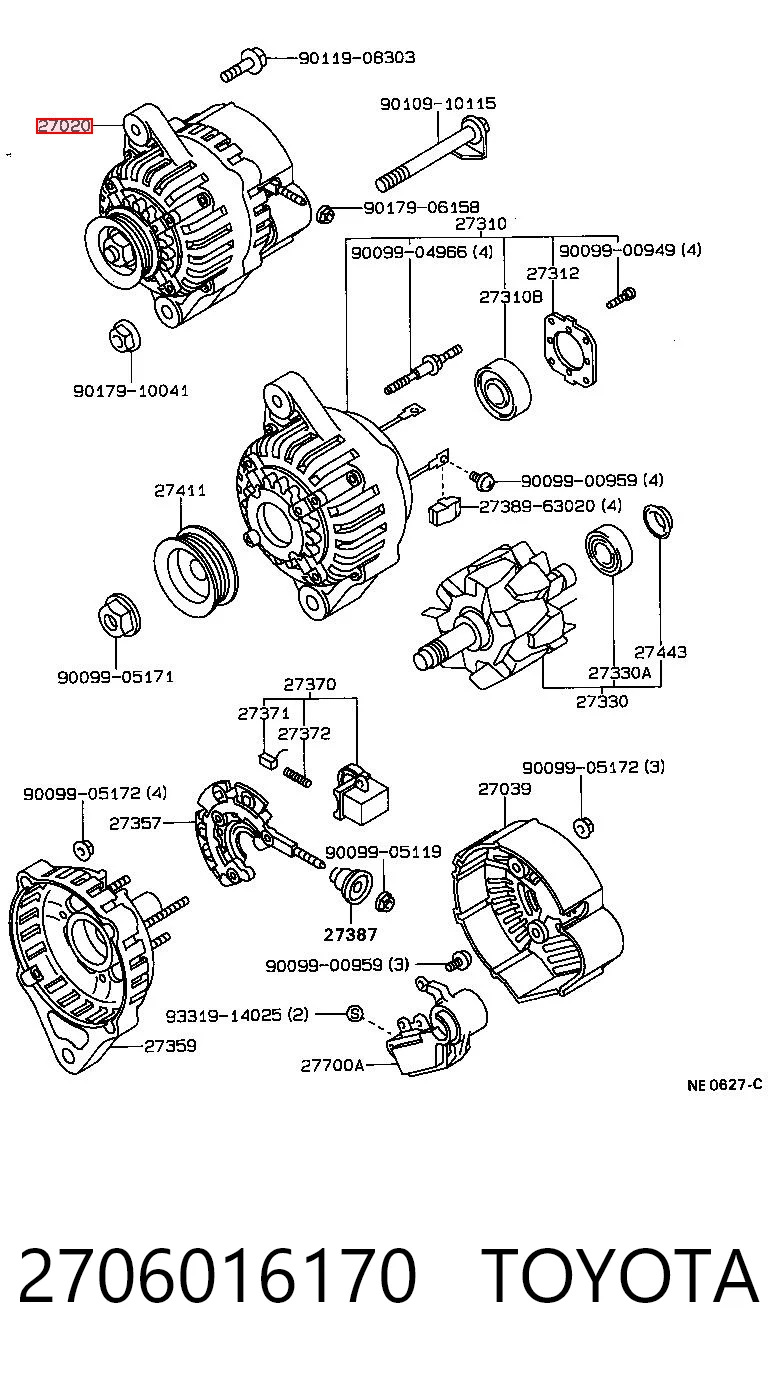 2706016170 Toyota Генератор автомобильный