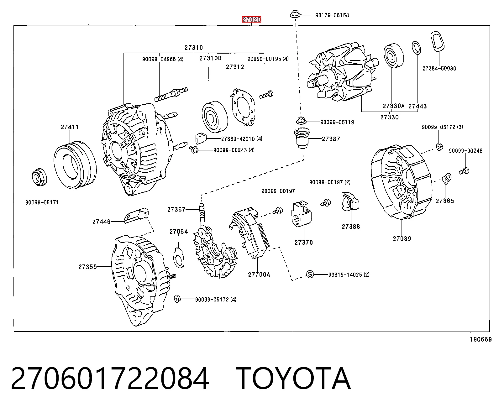 270601722084 Toyota Генератор автомобильный