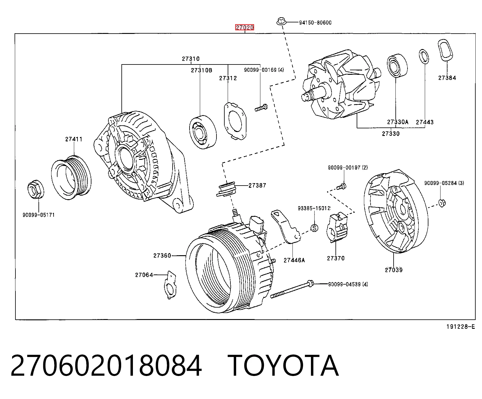Генератор автомобильный на Lexus RX 300 MCU1