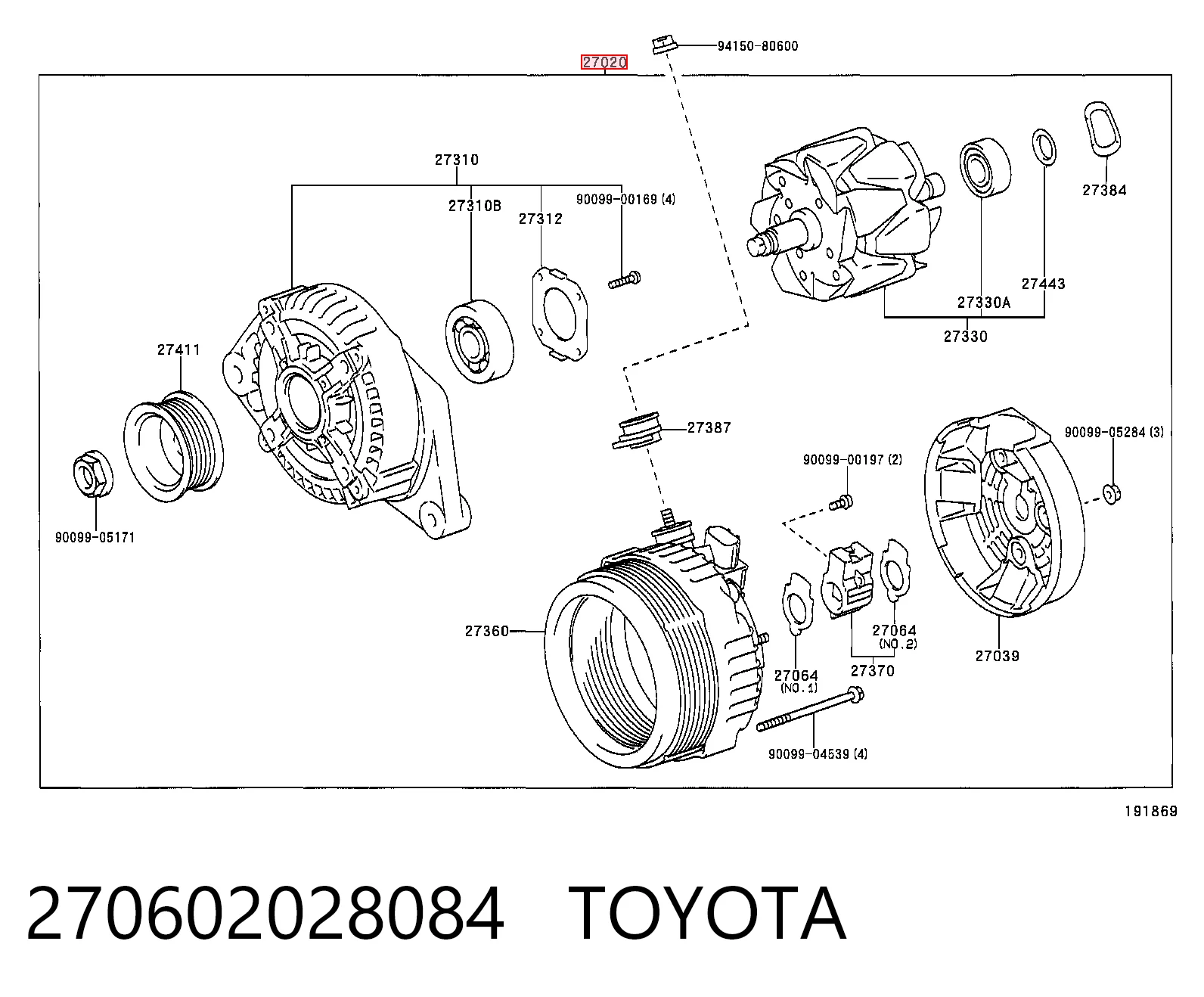 270602028084 Toyota Генератор автомобильный