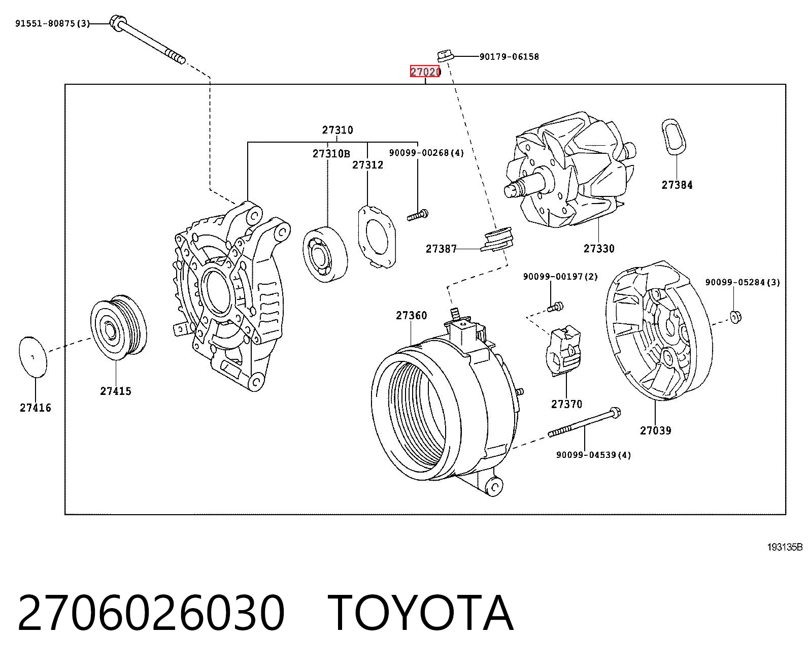 2706026030 Toyota Генератор автомобильный