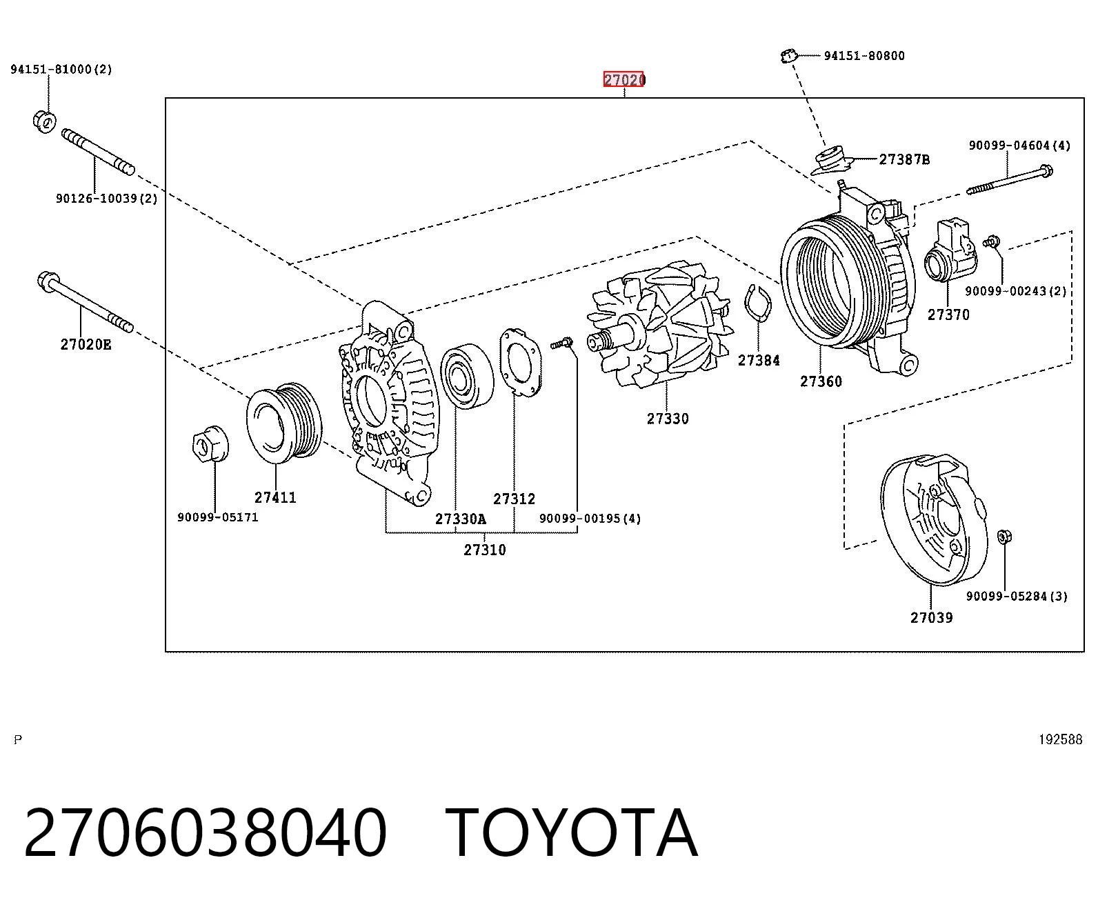 Генератор автомобильный на Lexus LS 460/460L USF4