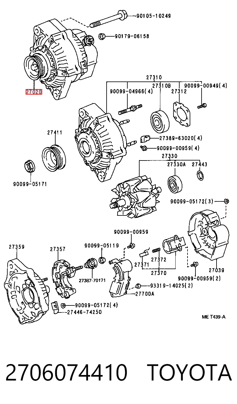 2706074410 Toyota Генератор автомобильный