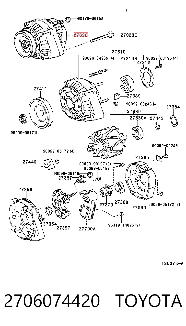 2706074420 Toyota Генератор автомобильный