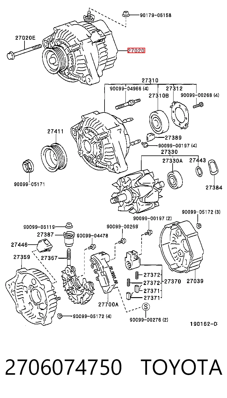 2706074750 Toyota Генератор автомобильный